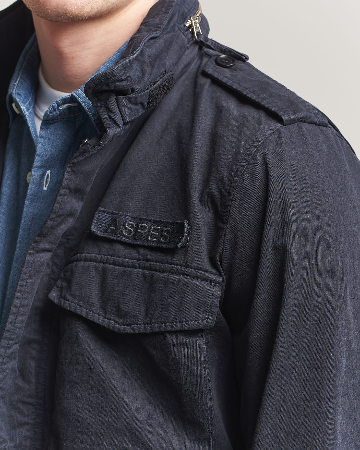 Herren | Jacken | Aspesi | Washed Cotton Field Jacket Navy