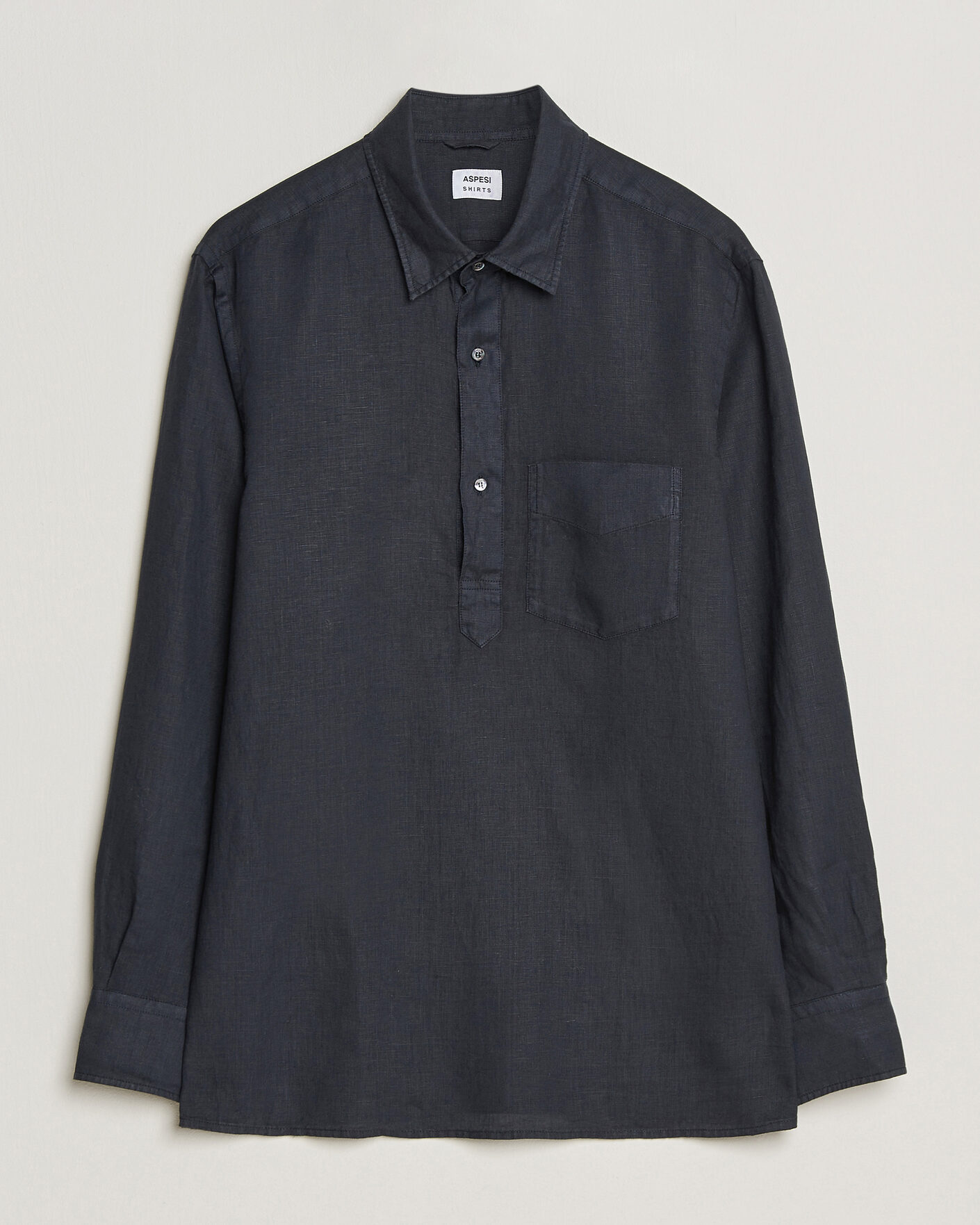 Herren | Hemden | Aspesi | Popover Linen Shirt Navy