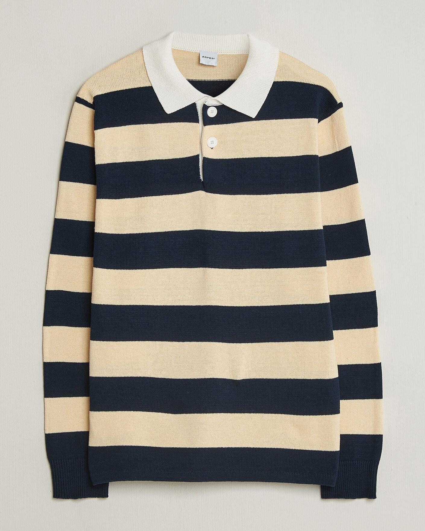 Herren | Pullover | Aspesi | Long Sleeve Knitted Polo Navy/Ecru