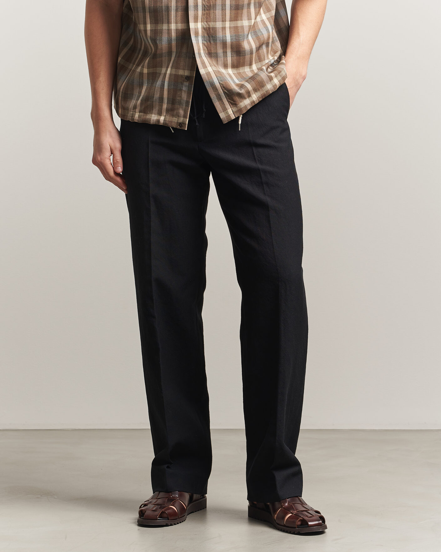 Herren | Hosen | Auralee | Wool/Linen Ox Drawstring Pants Black