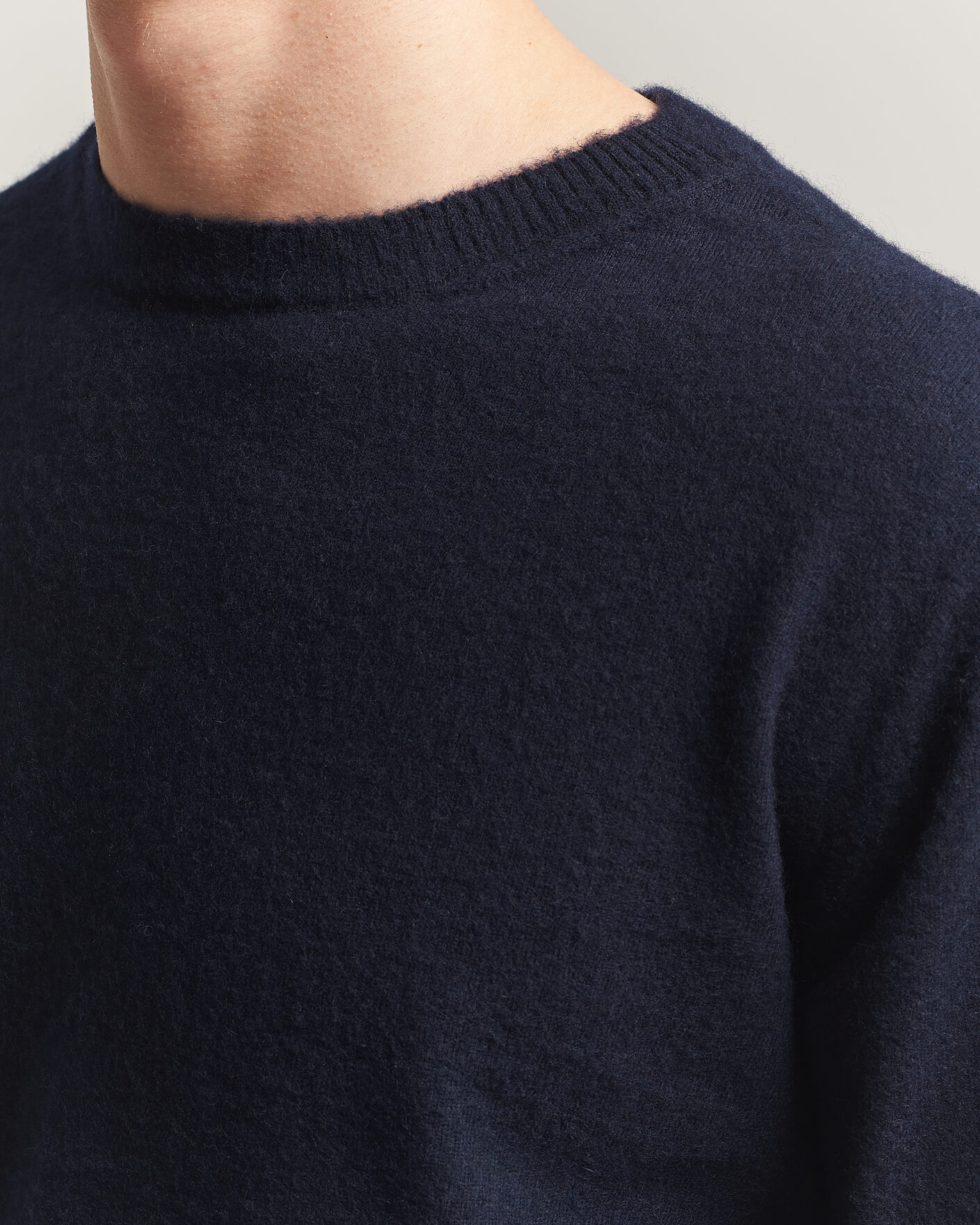 Herren | Pullover | Auralee | Brushed Cashmere/Cotton Crew Neck Navy