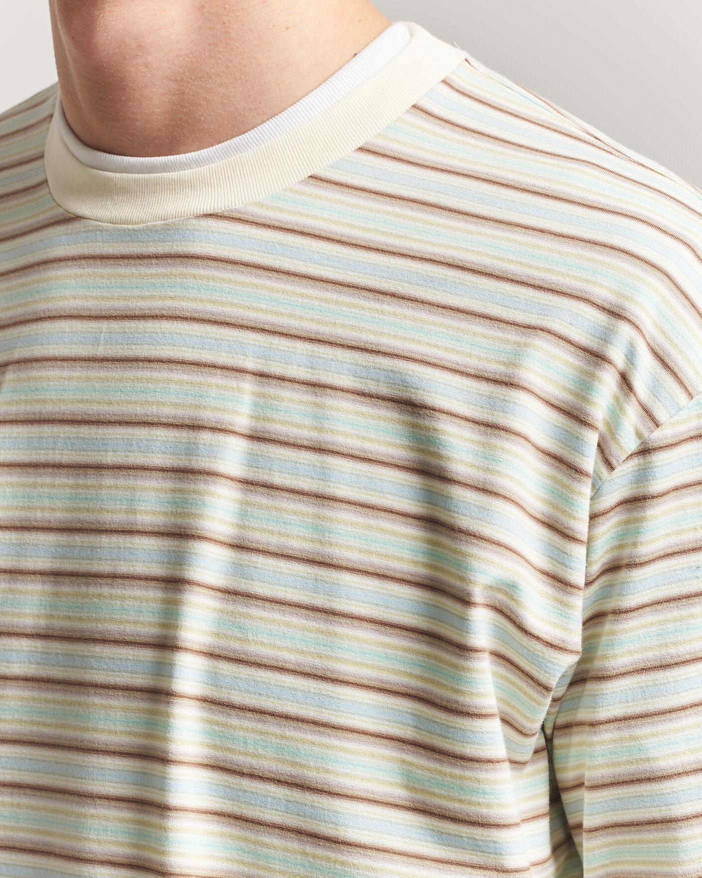 Herren | T-Shirts | Auralee | Long Sleeve Cotton T-Shirt Mint Stripe