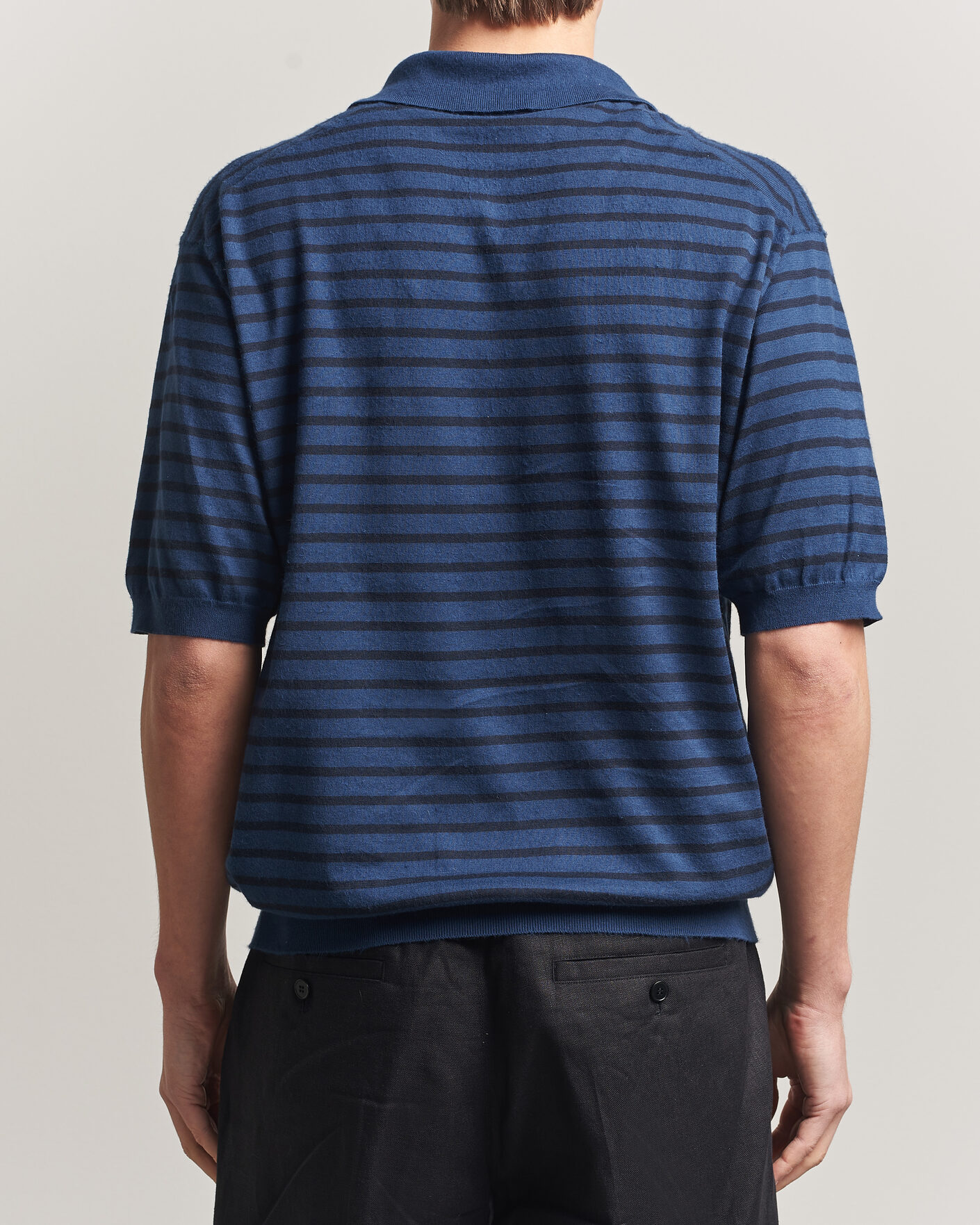 Herren | Poloshirts | Auralee | Cotton Knit Skipper Polo Navy Stripe