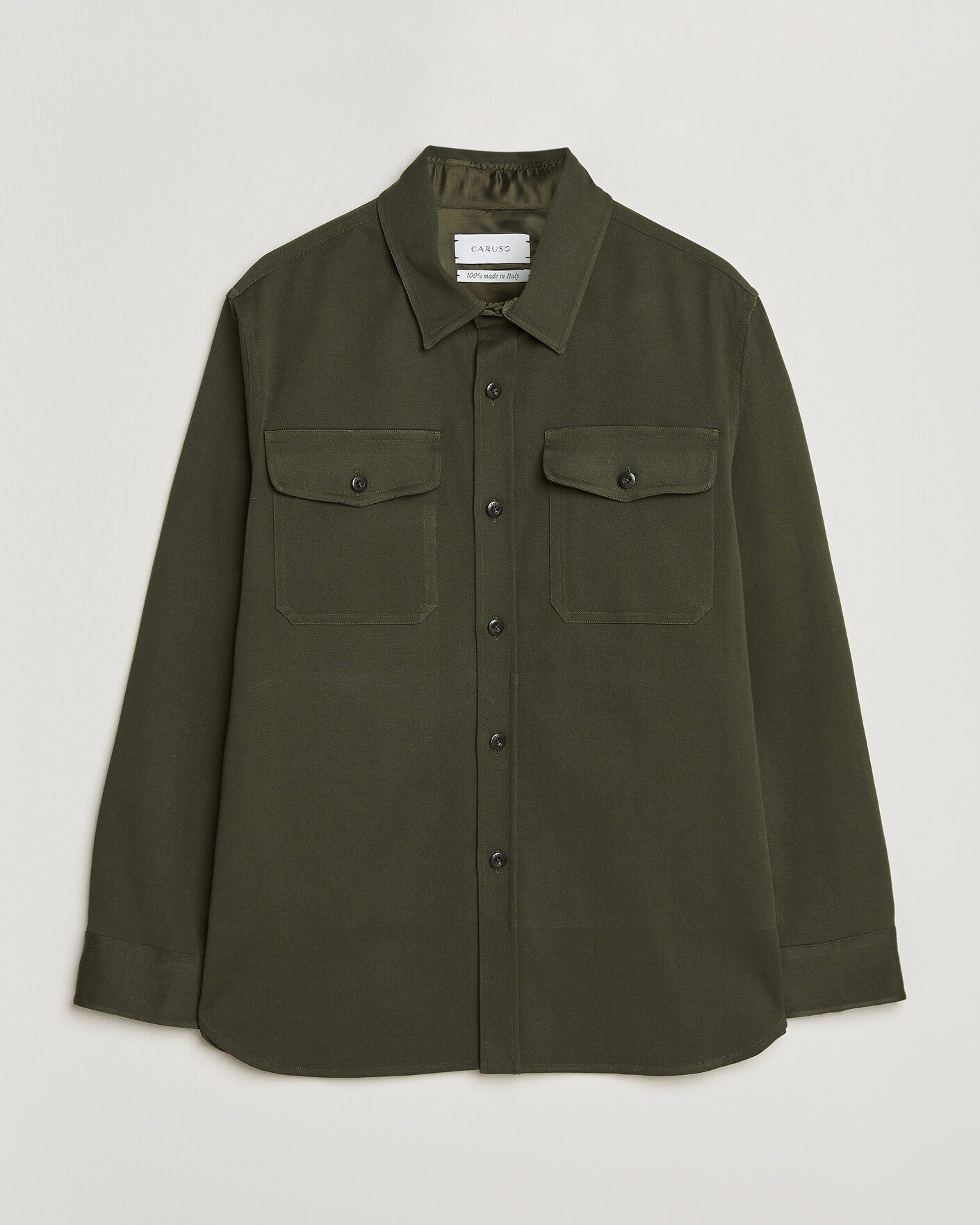 Herren | Hemden | Caruso | Twill Cotton Overshirt Dark Green