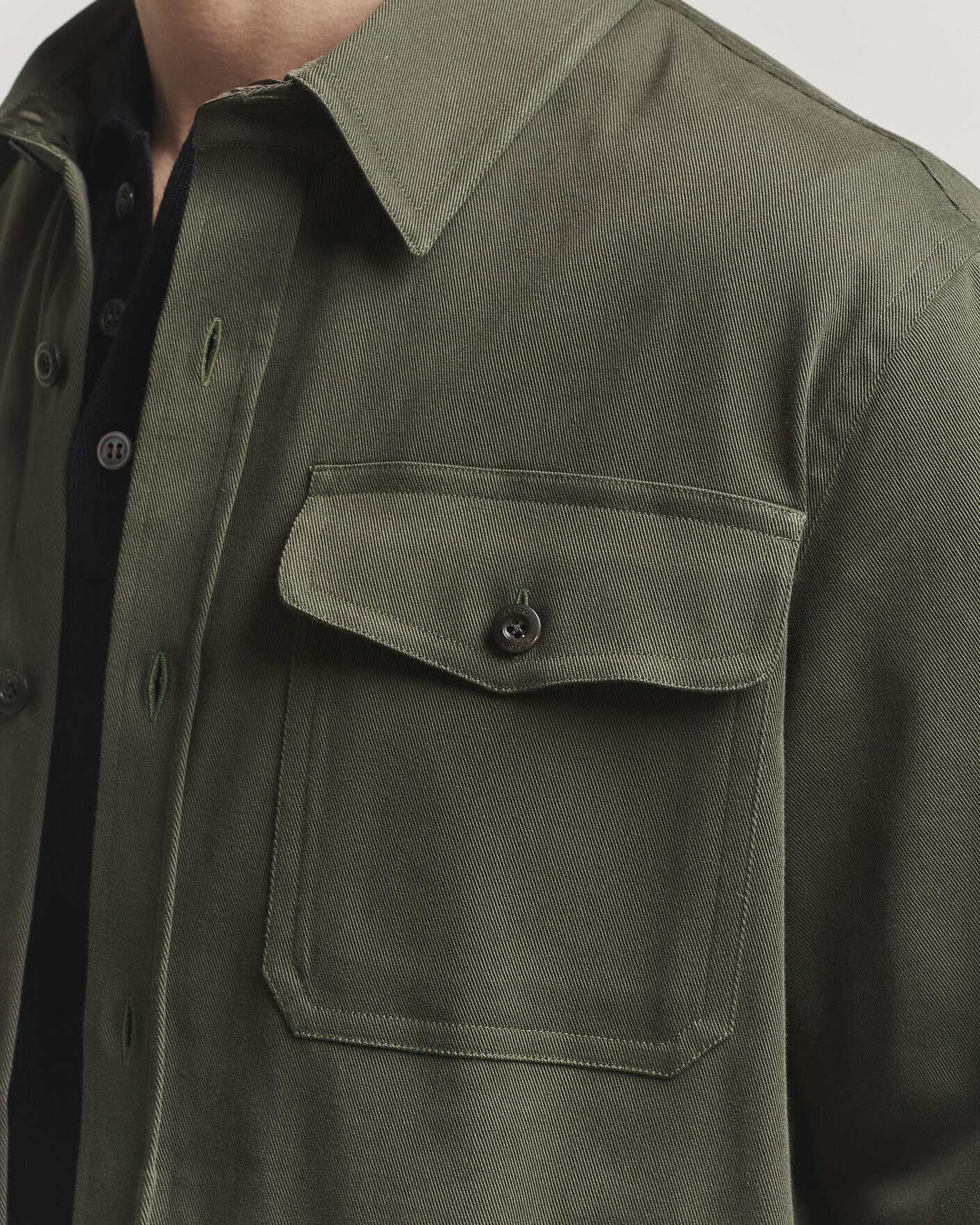 Herren | Hemden | Caruso | Twill Cotton Overshirt Dark Green