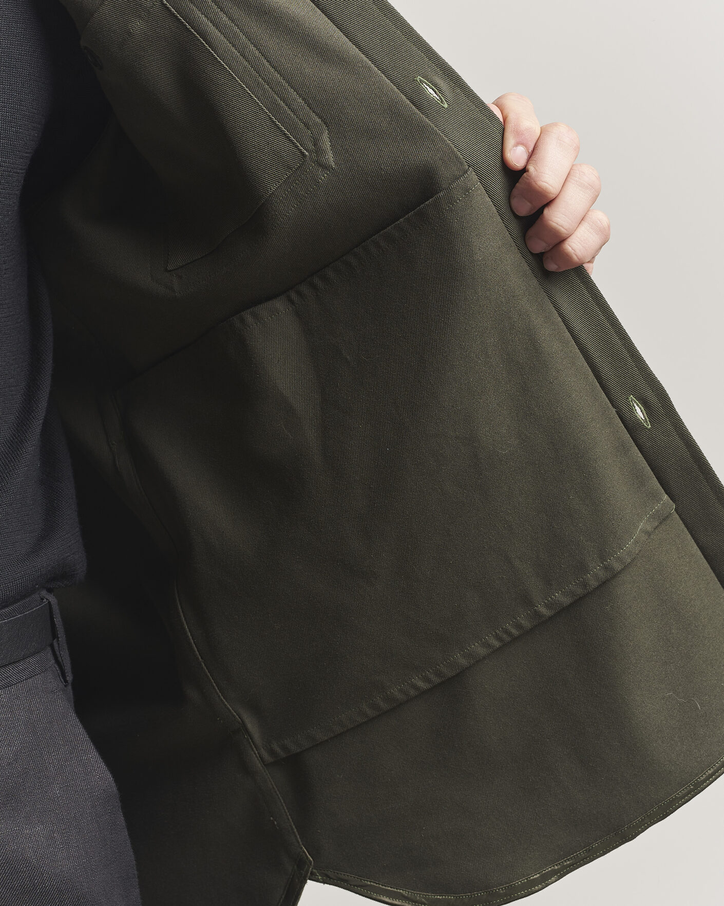 Herren | Hemden | Caruso | Twill Cotton Overshirt Dark Green