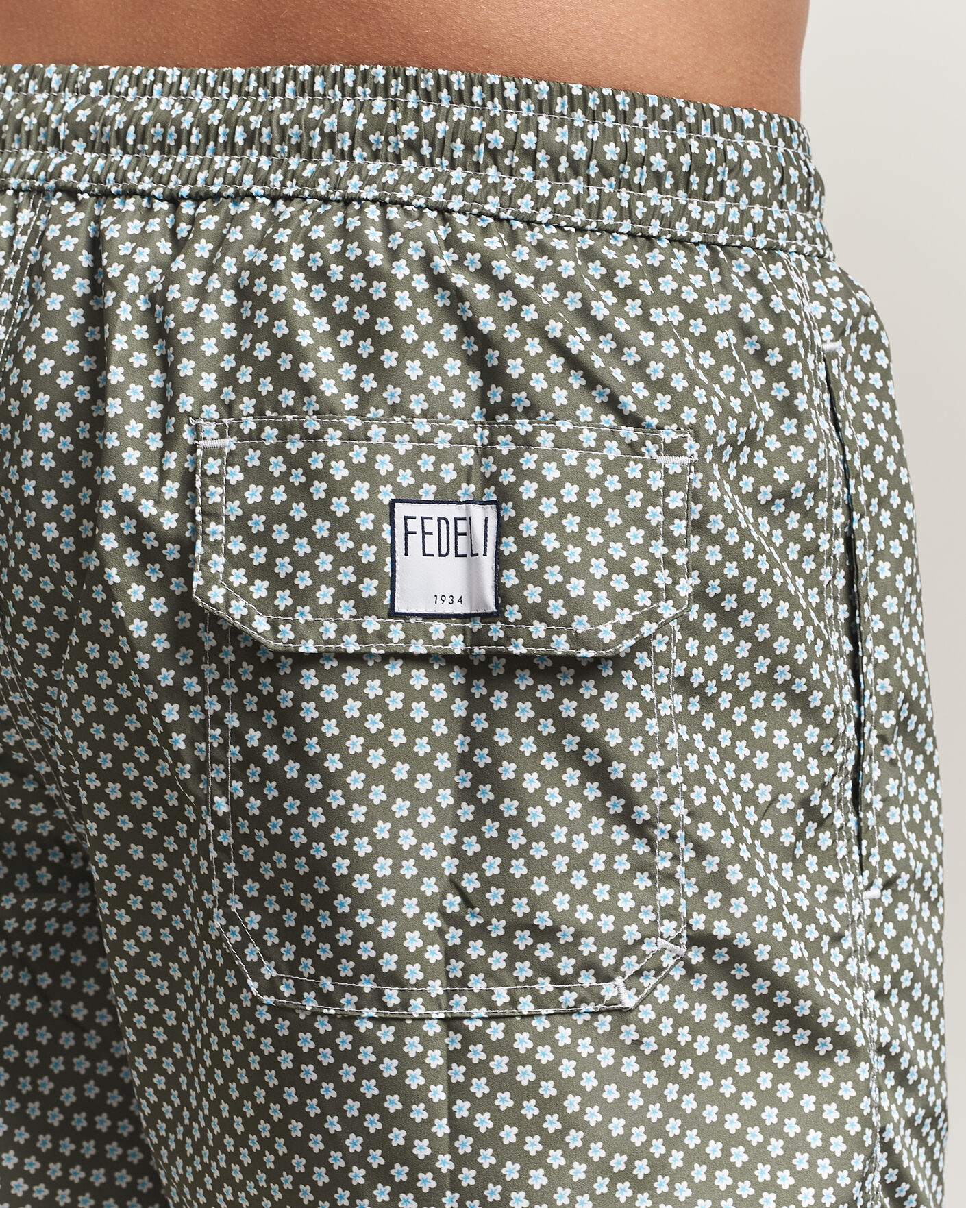 Herren | Badehosen | Fedeli | Madeira Swim Trunk Green Flowers