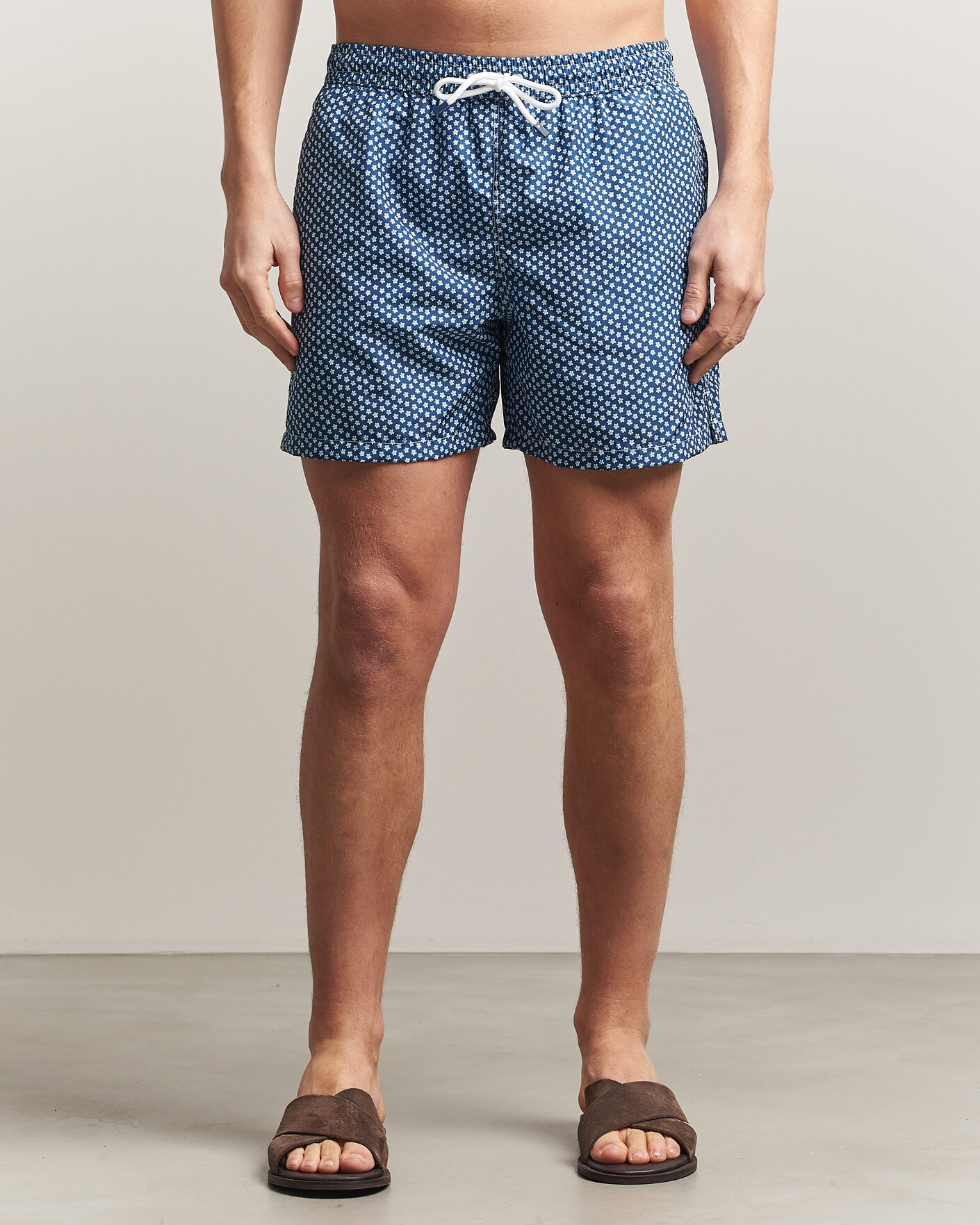 Herren | Badehosen | Fedeli | Madeira Swim Trunk Blue Flowers