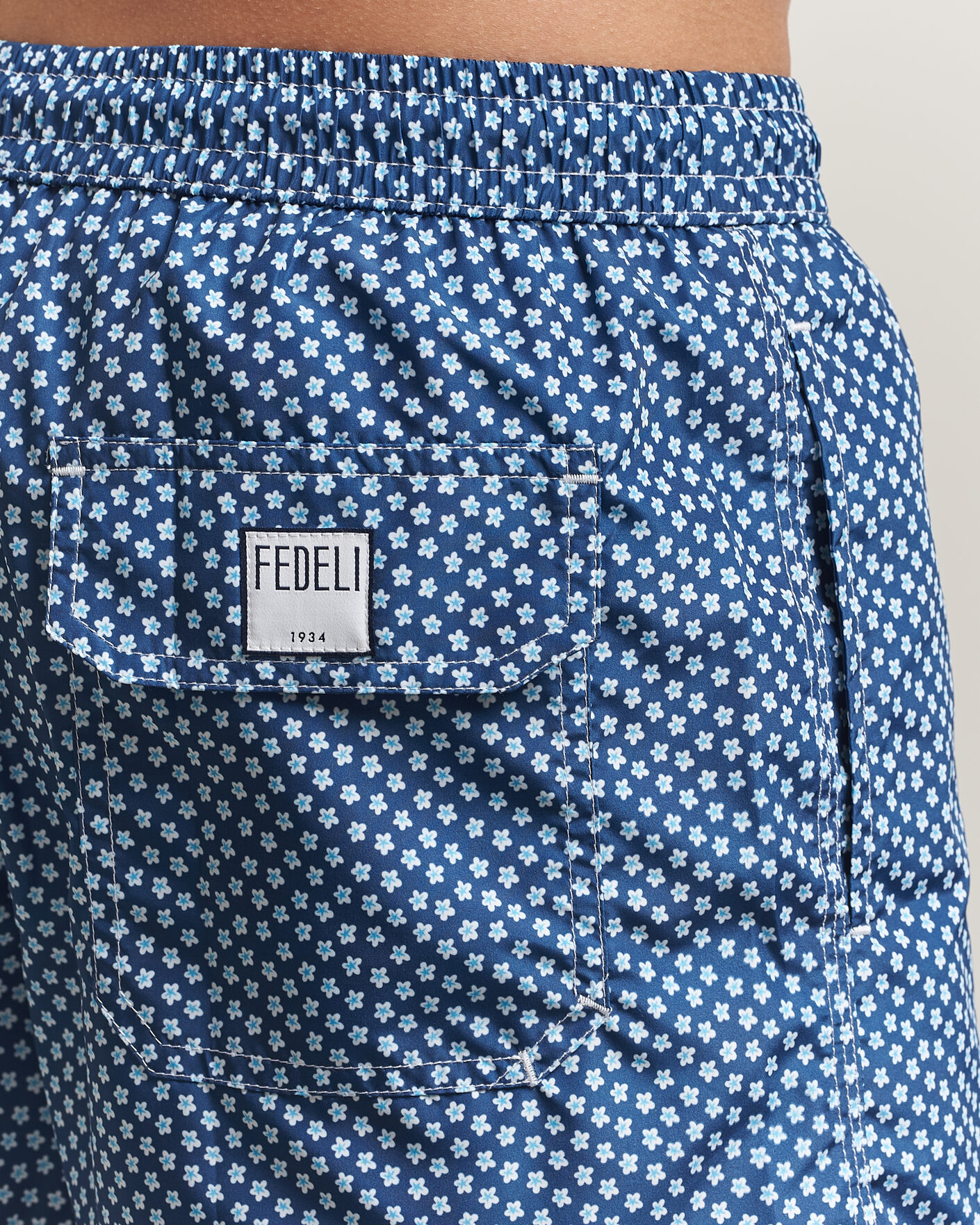 Herren | Badehosen | Fedeli | Madeira Swim Trunk Blue Flowers