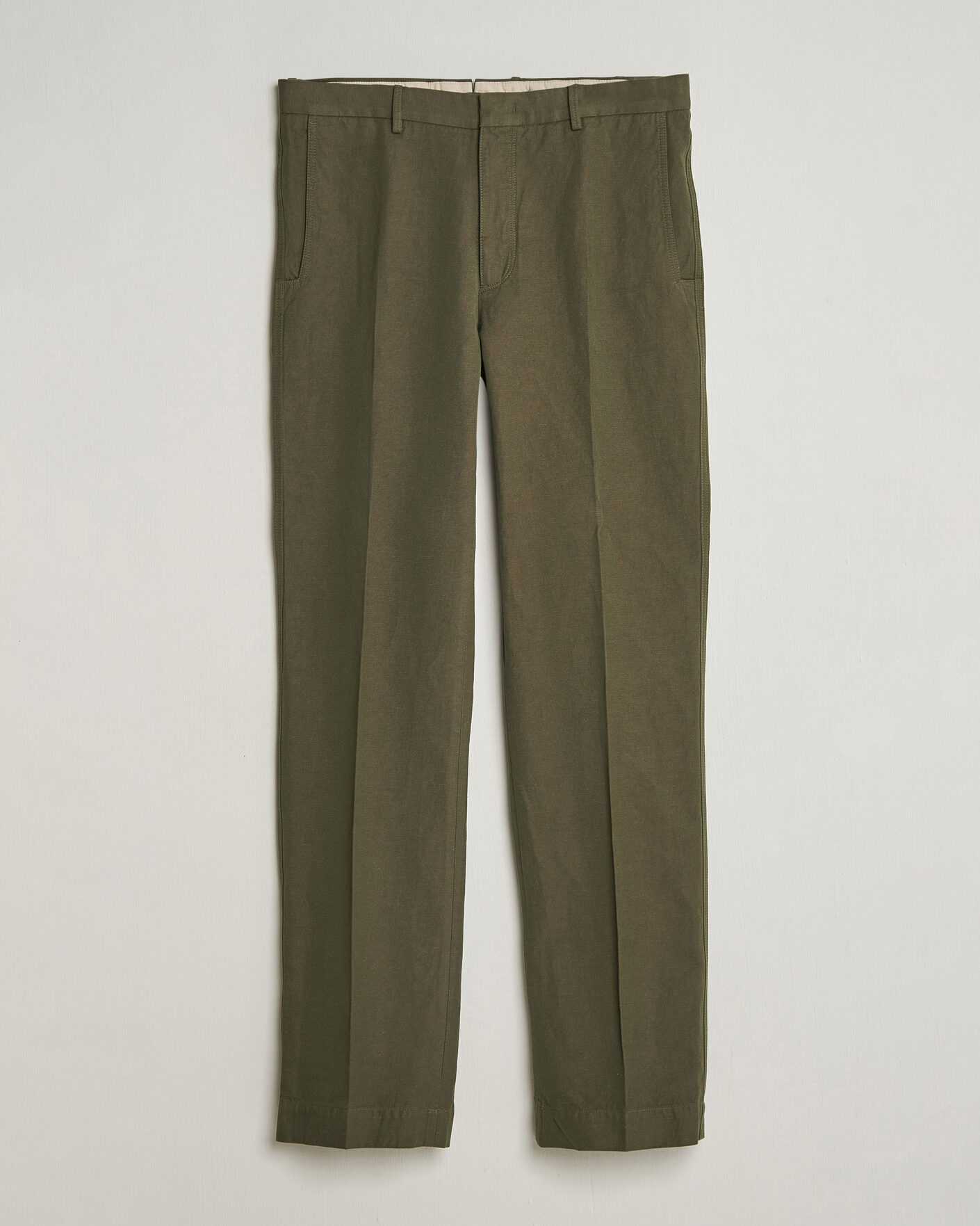 Herren | Hosen | Incotex | Regular Fit Cotton/Linen Drill Trousers Military