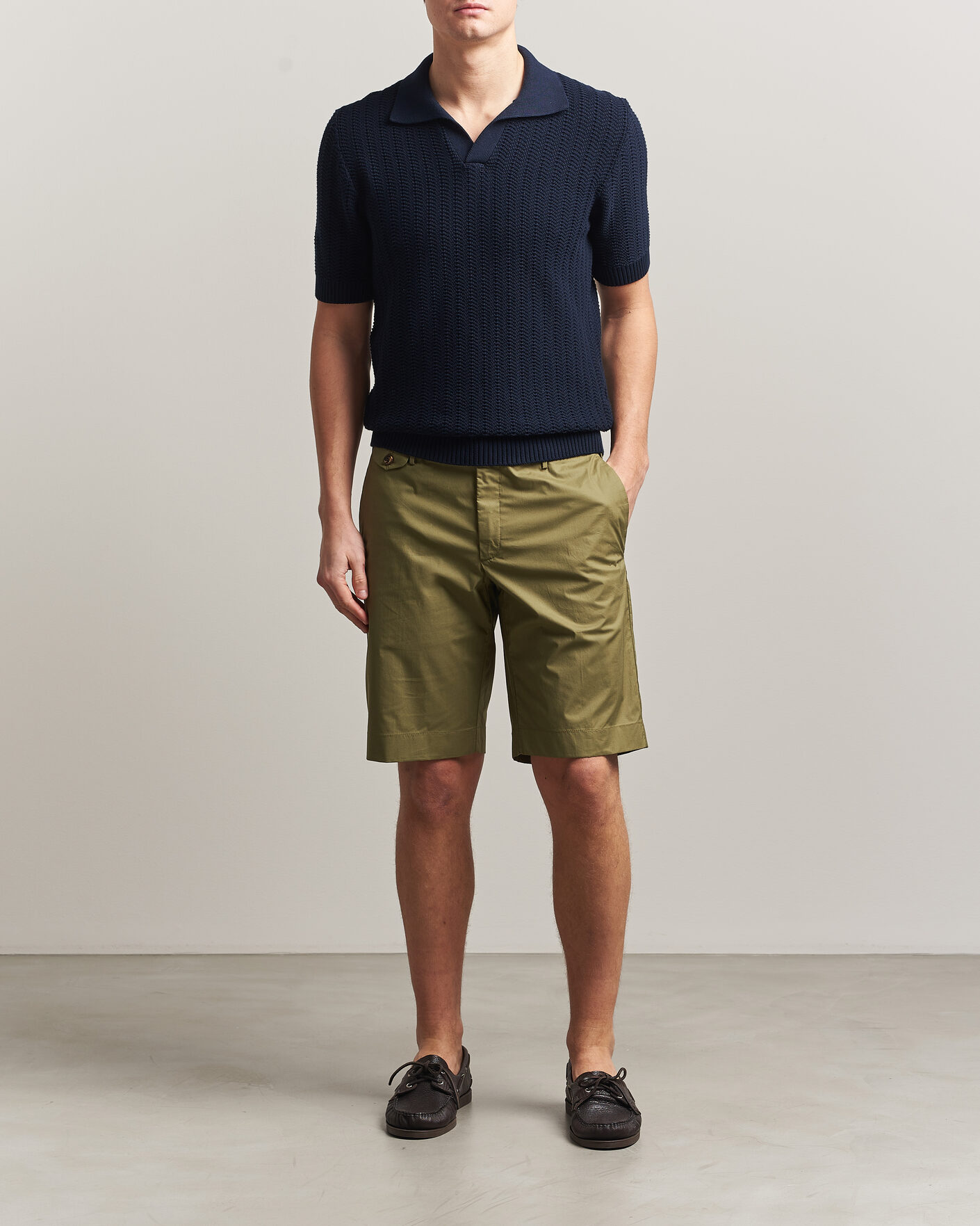 Herren | Shorts | Incotex | Cotton Poplin Shorts Olive