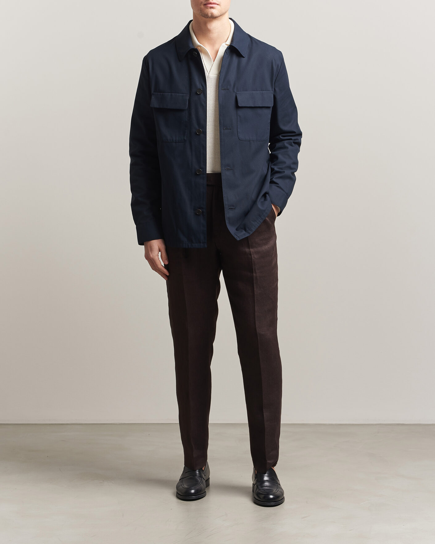 Herren | Hemden | Incotex | Ice Cotton Twill Overshirt Navy