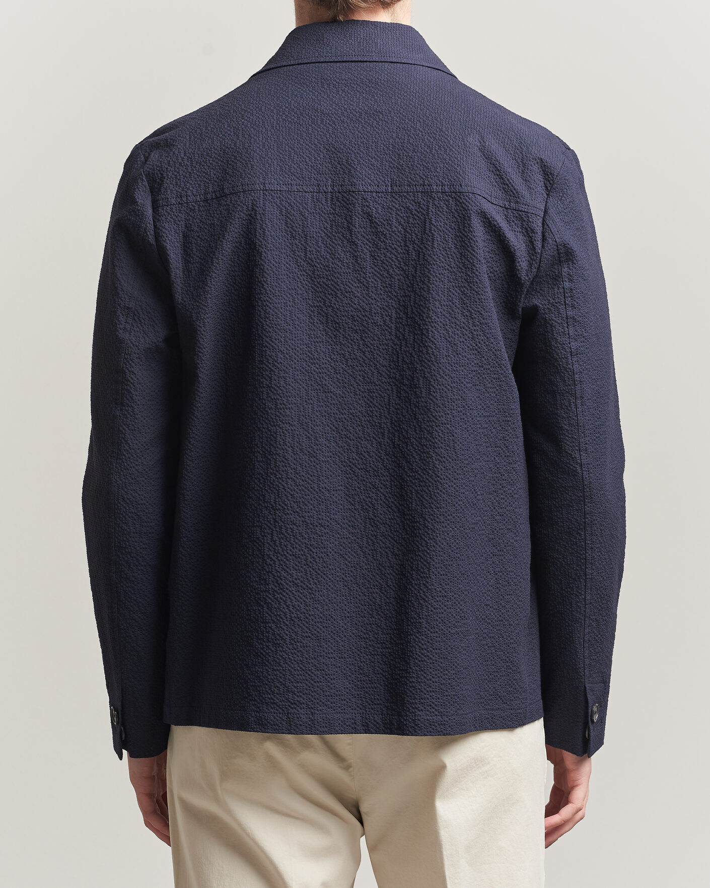 Herren | Jacken | Incotex | Seersucker Cotton/Silk Chore Jacket Navy