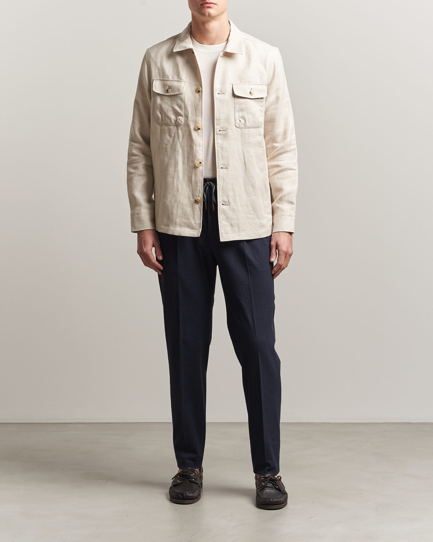 Herren | Hosen | Incotex | Tapered Fit Seersucker Pants Navy