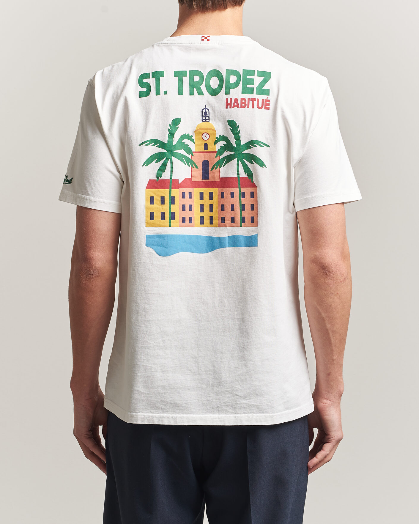 Herren | T-Shirts | MC2 Saint Barth | Back Printed Cotton T-Shirt St Tropez Sun