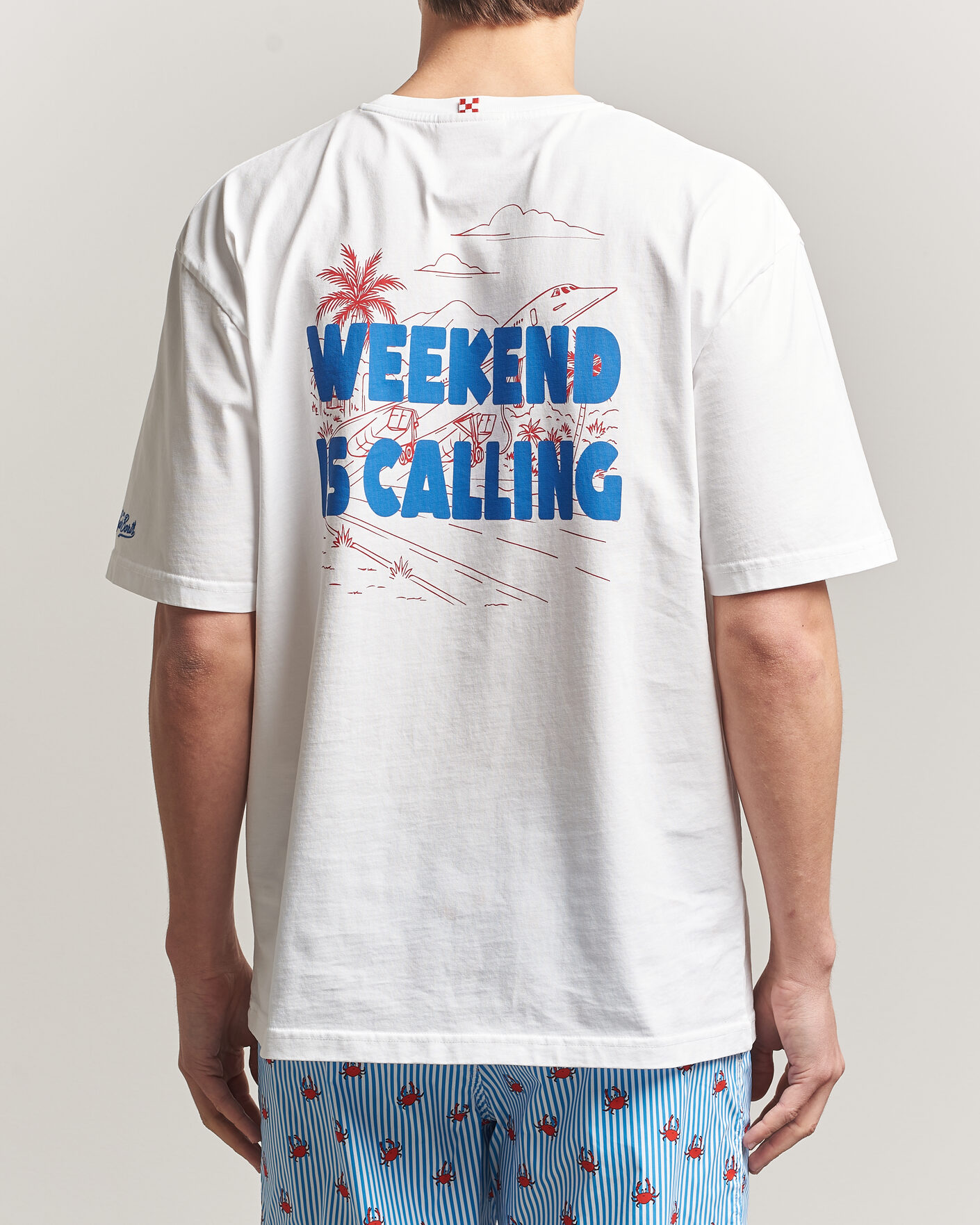 Herren | T-Shirts | MC2 Saint Barth | Back Printed Cotton T-Shirt Weekend Jet