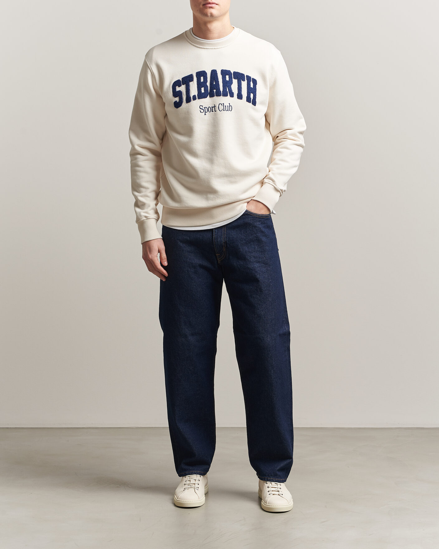 Herren | Pullover | MC2 Saint Barth | Terry Cotton Logo Sweatshirt Off White