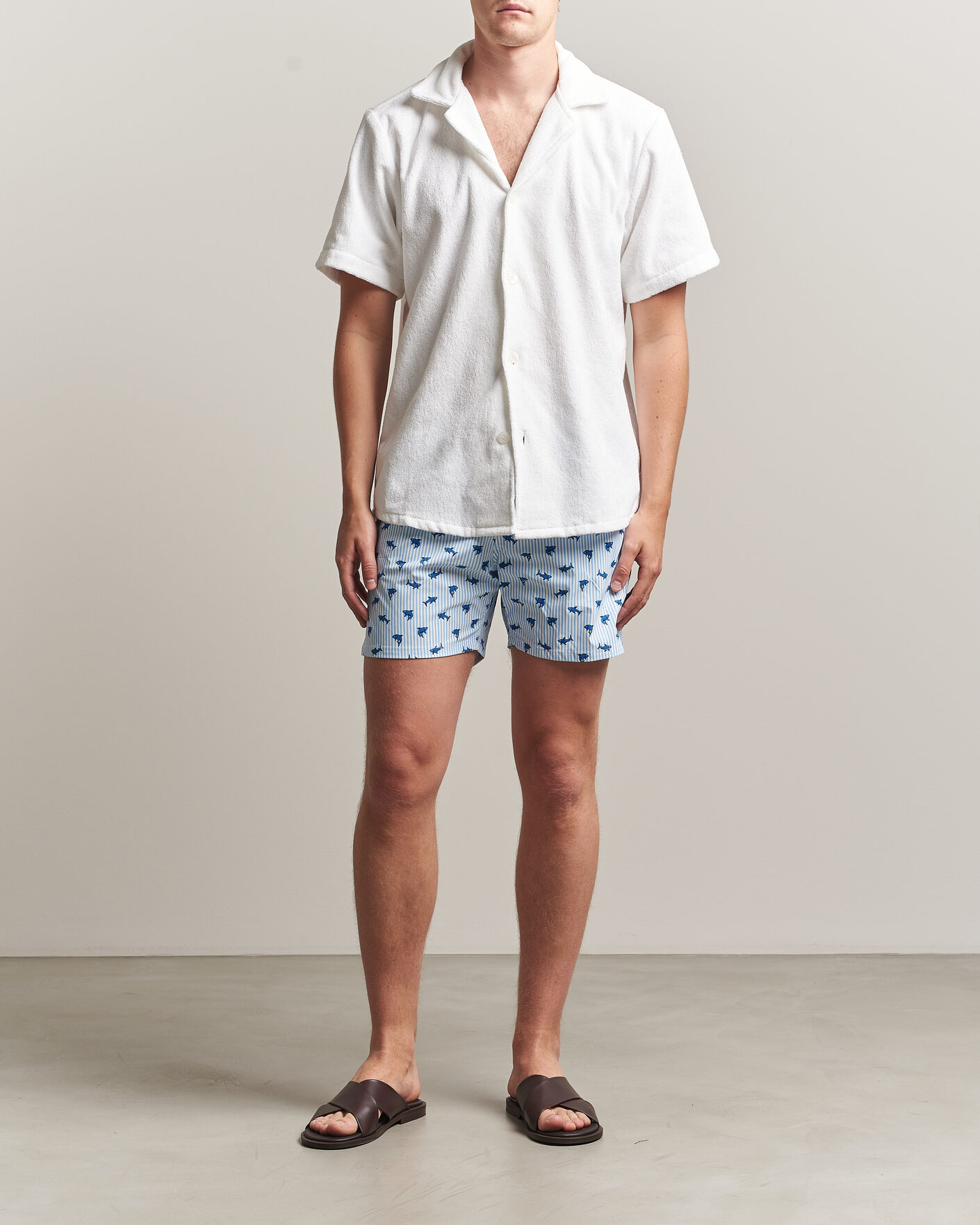 Herren | Badehosen | MC2 Saint Barth | Printed Swim Shorts Blue Sharks