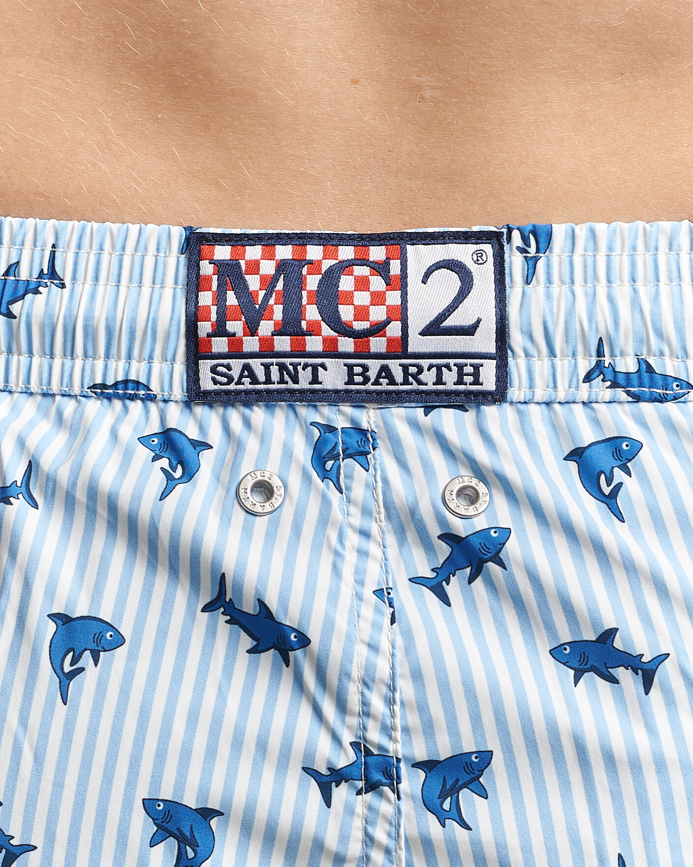 Herren | Badehosen | MC2 Saint Barth | Printed Swim Shorts Blue Sharks