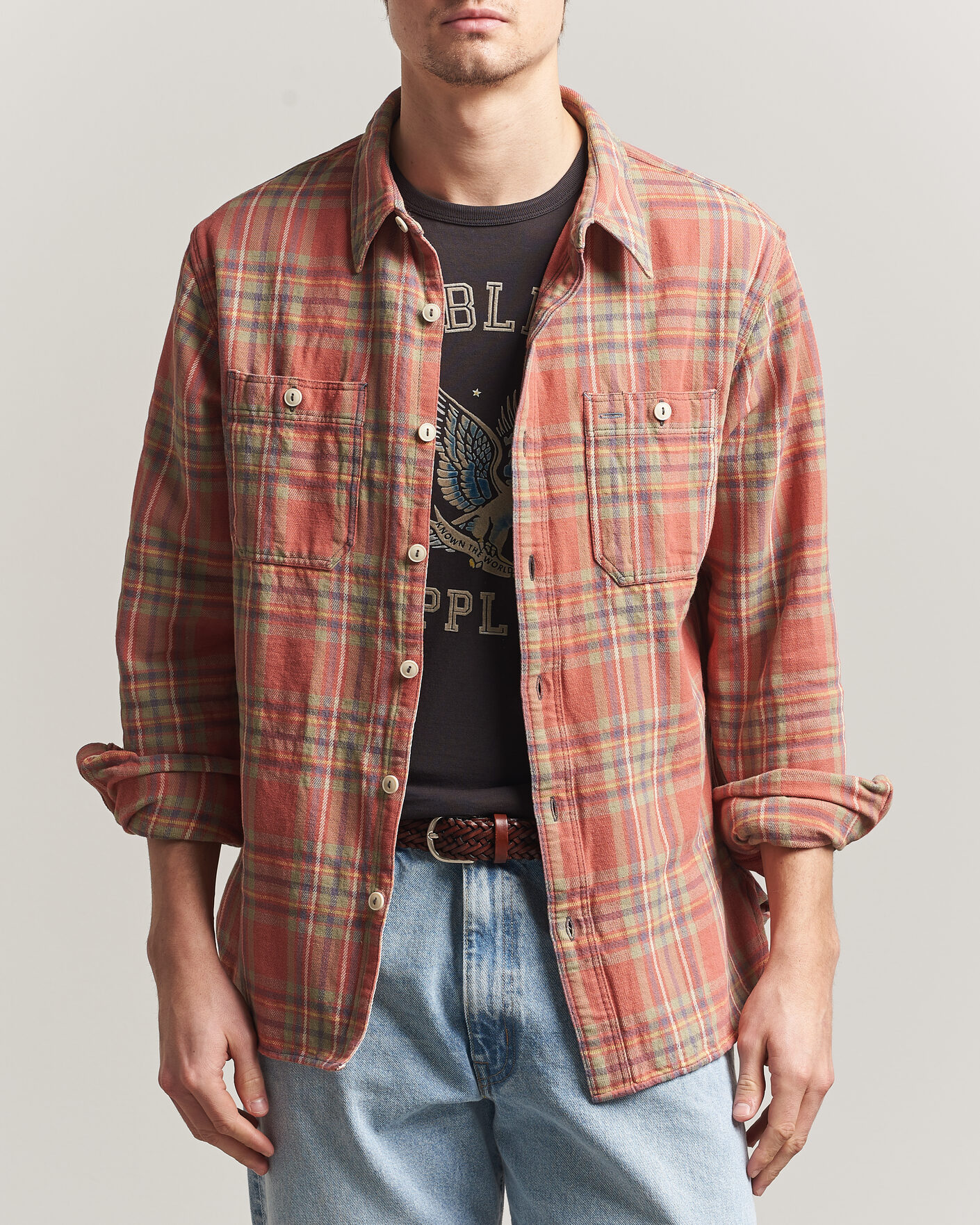Herren | Hemden | RRL | Cameron Double Pocket Shirt Red/Blue Check