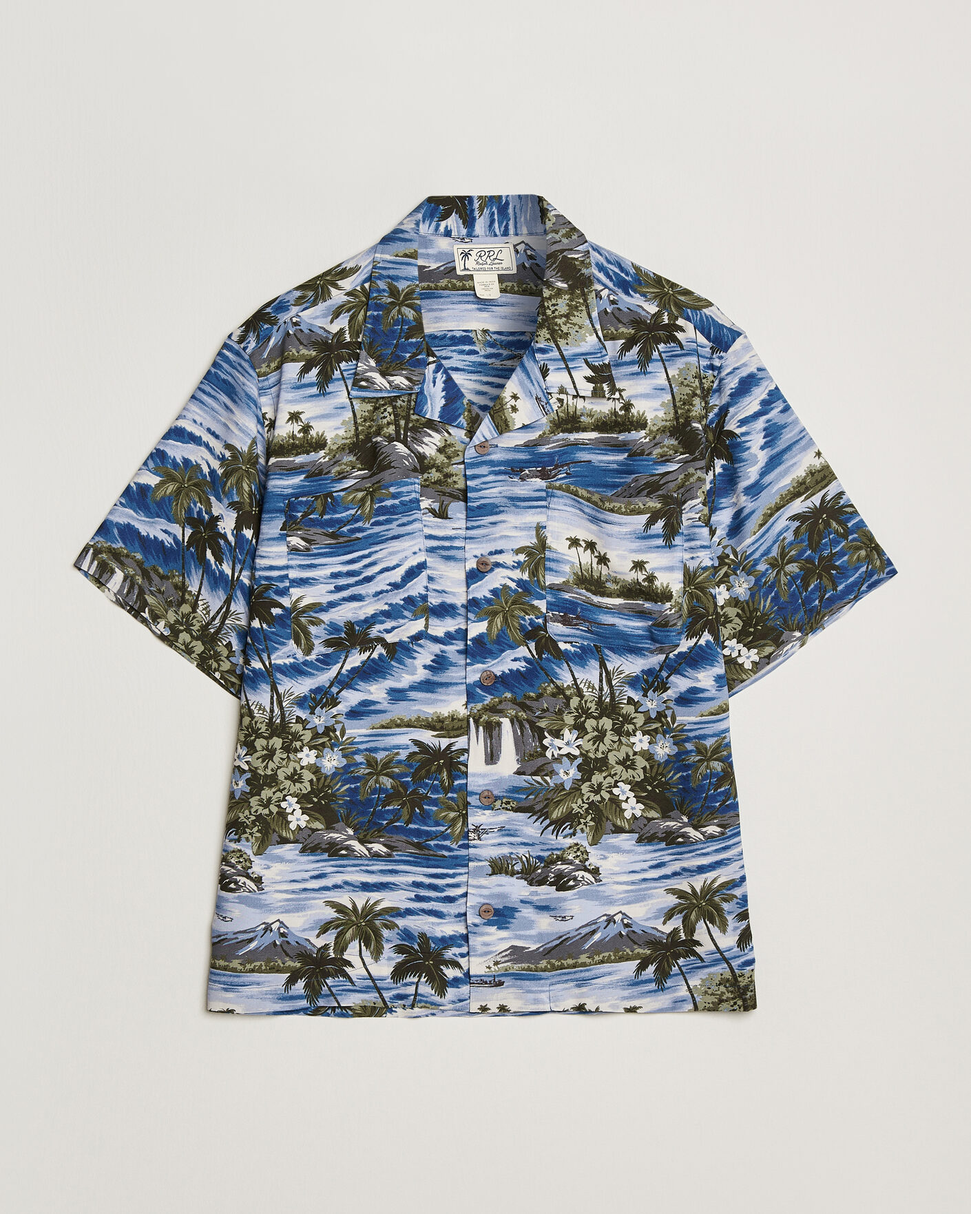 Herren | Hemden | RRL | Printed Camp Shirt Blue