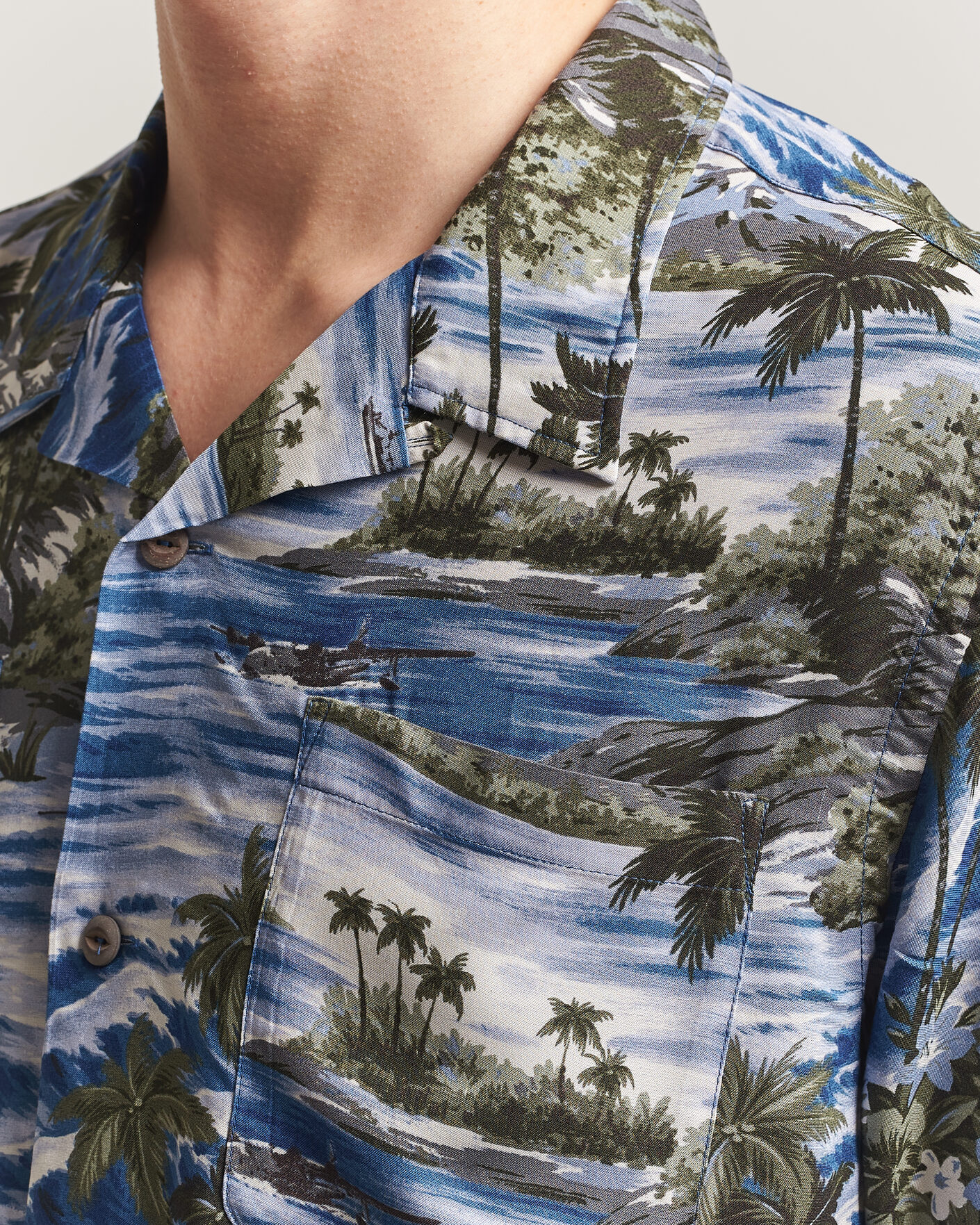 Herren | Hemden | RRL | Printed Camp Shirt Blue