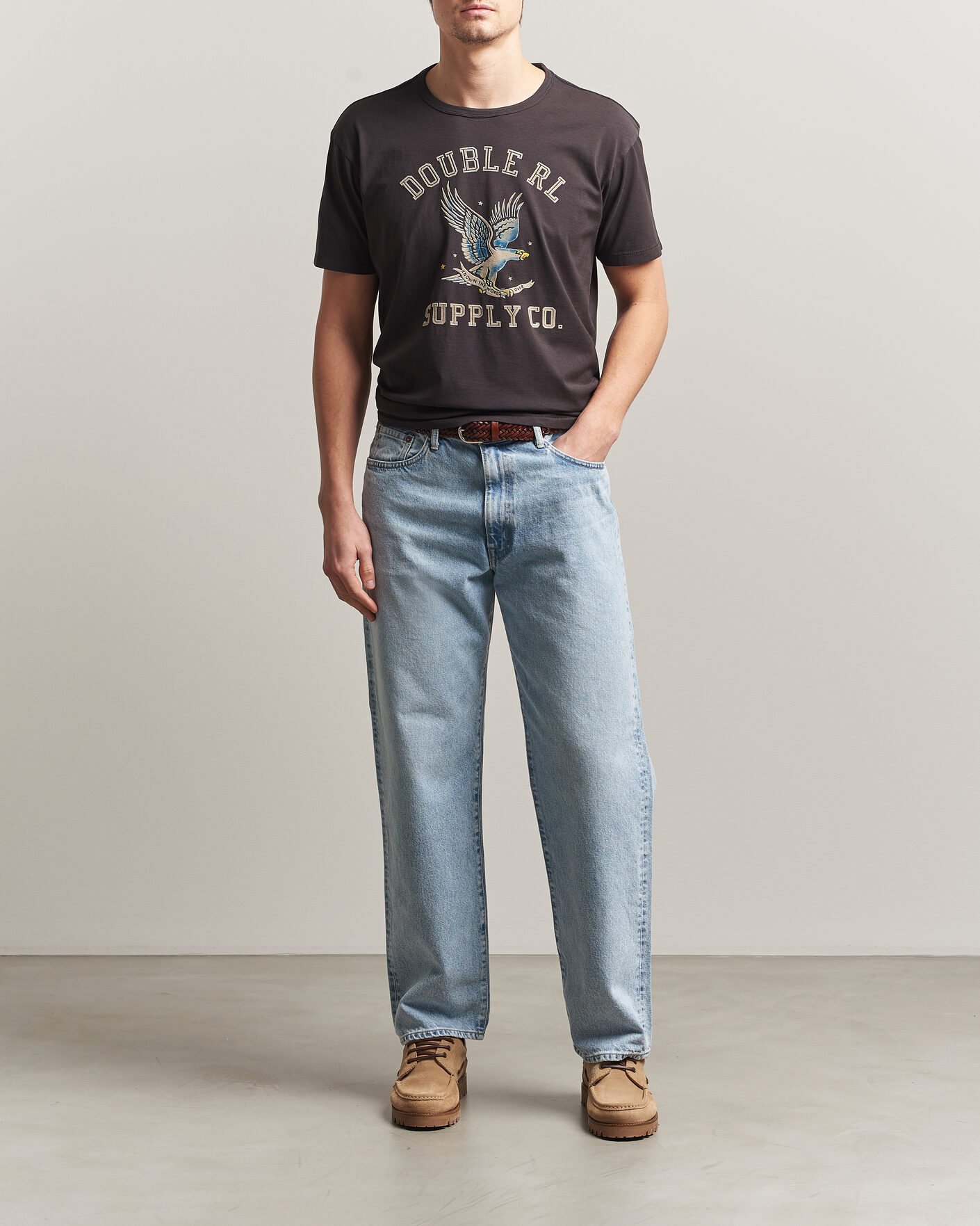 Herren | T-Shirts | RRL | Eagle Print Tee Faded Black