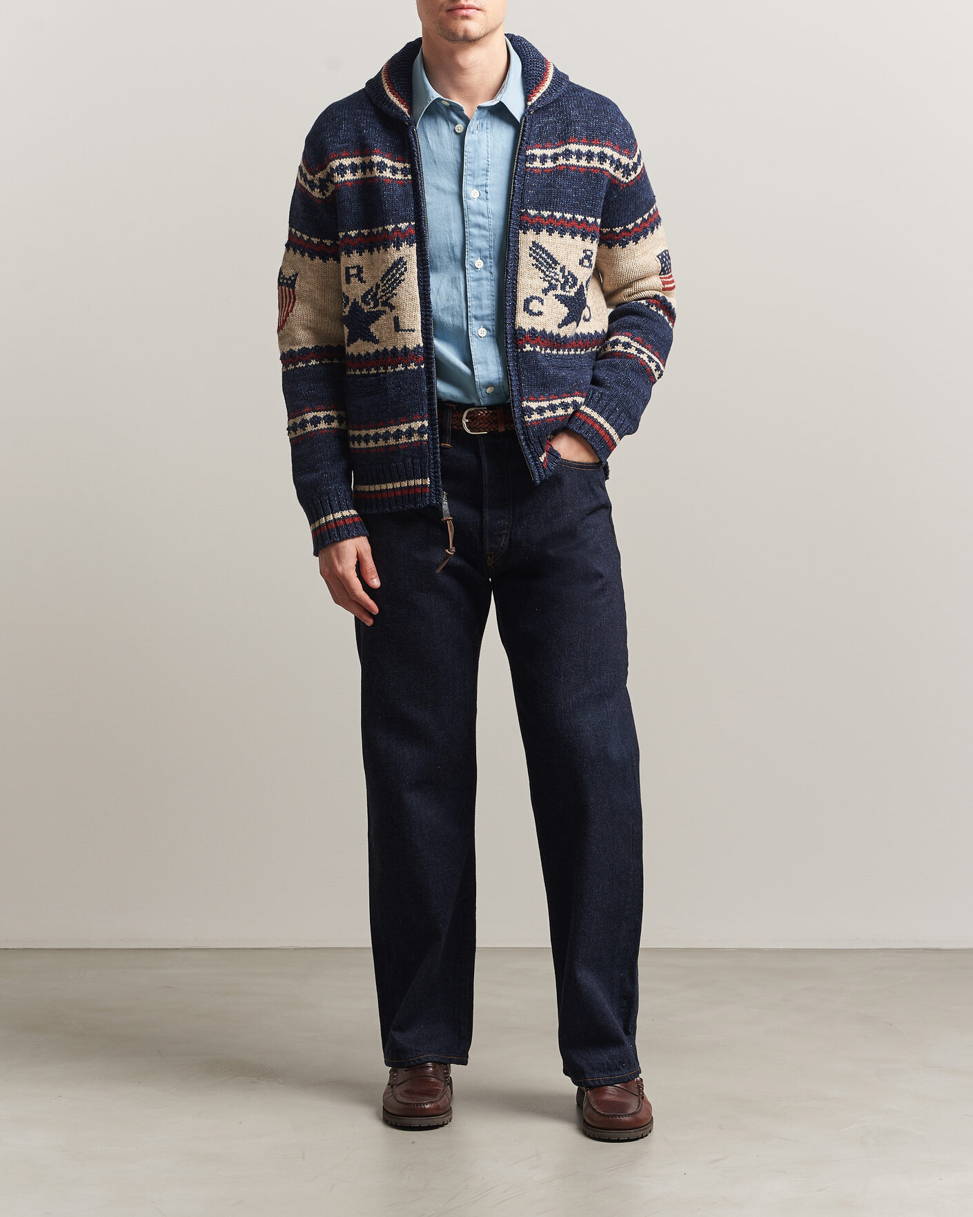 Herren | Pullover | RRL | Jacquard Shawl Cardigan Indigo
