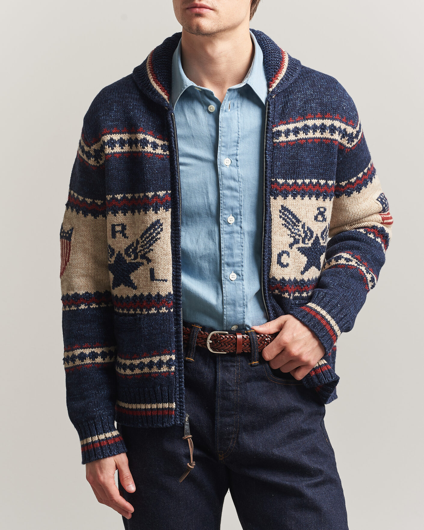 Herren | Pullover | RRL | Jacquard Shawl Cardigan Indigo