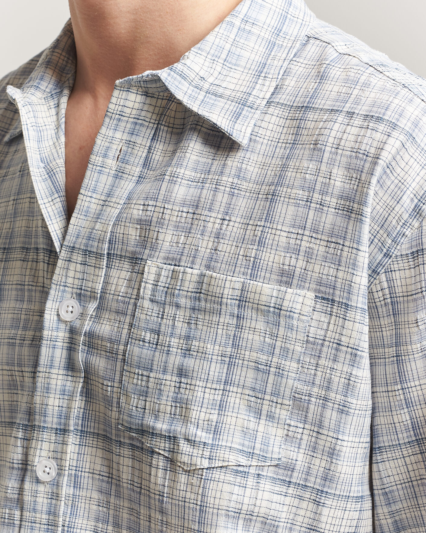 Herren | Hemden | Palmes | Cotton/Linen Shirt Light Blue Check