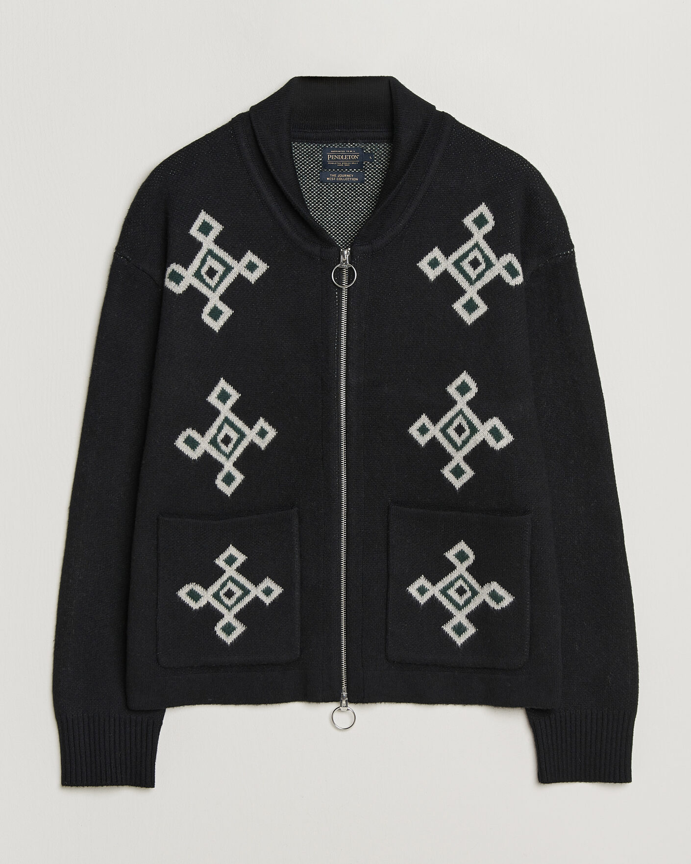Herren | Pullover | Pendleton | Jacquard Motif Zip Cardigan Midnight