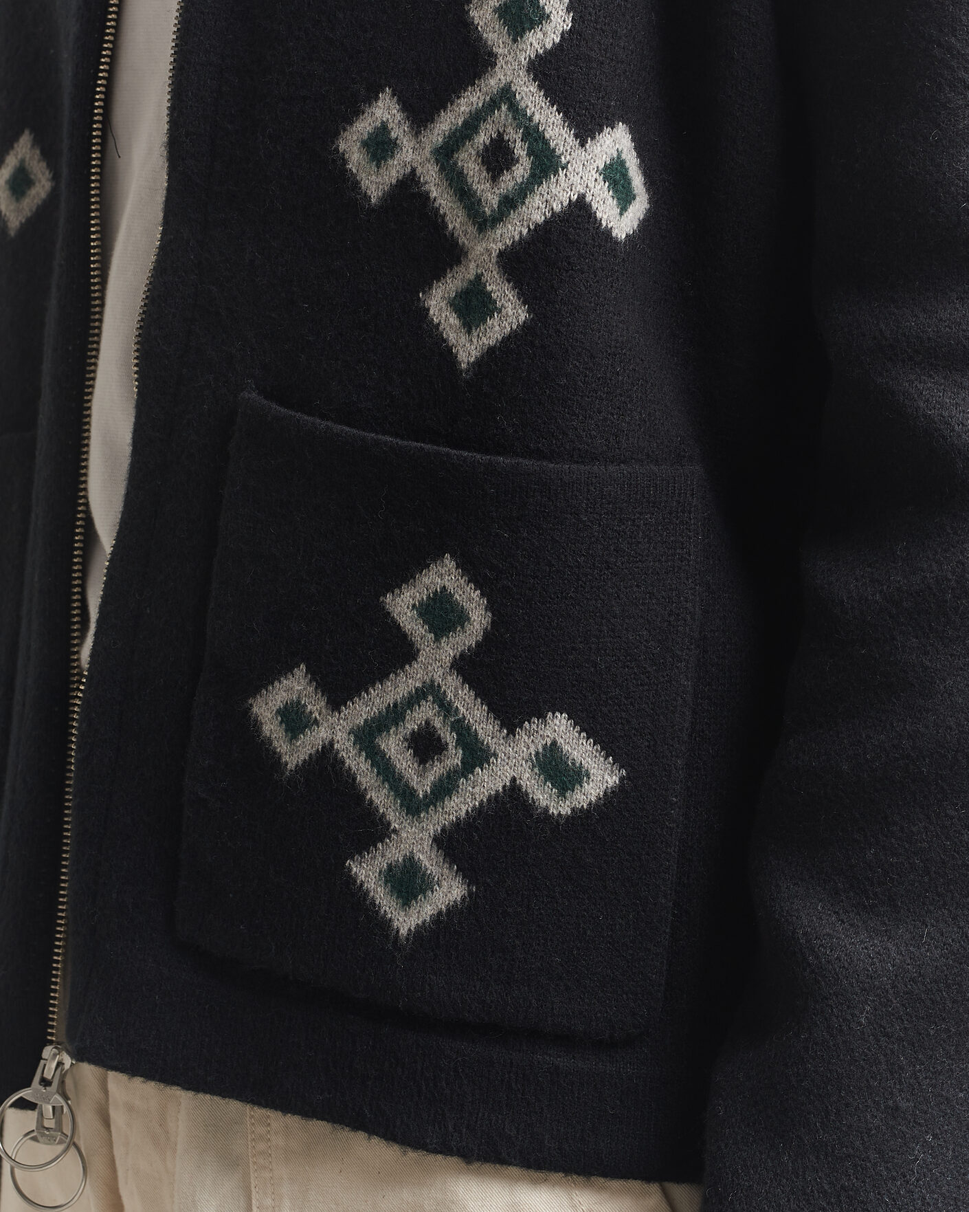 Herren | Pullover | Pendleton | Jacquard Motif Zip Cardigan Midnight