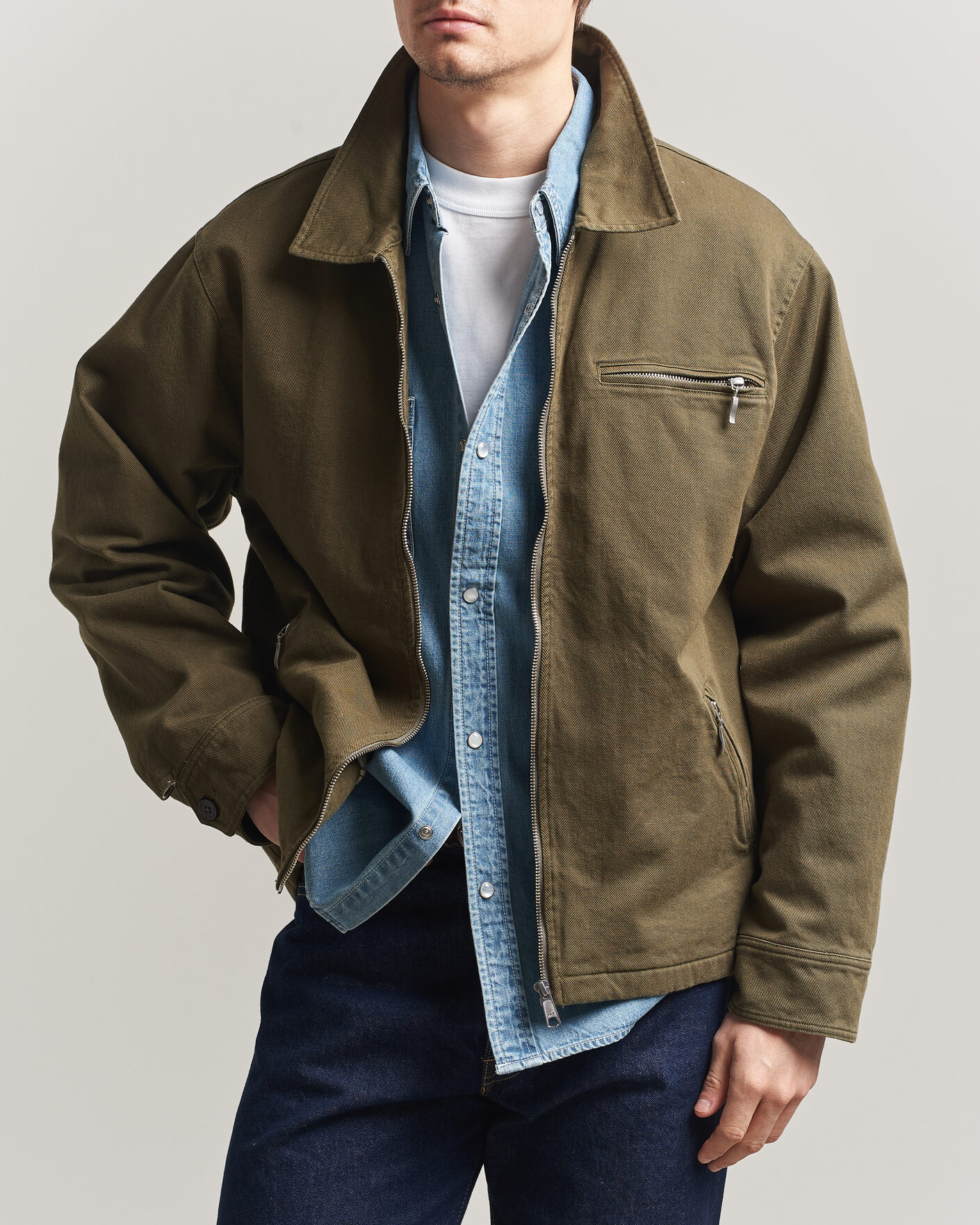 Herren | Jacken | Pendleton | Blandet Lined Bomber Jacket Sage