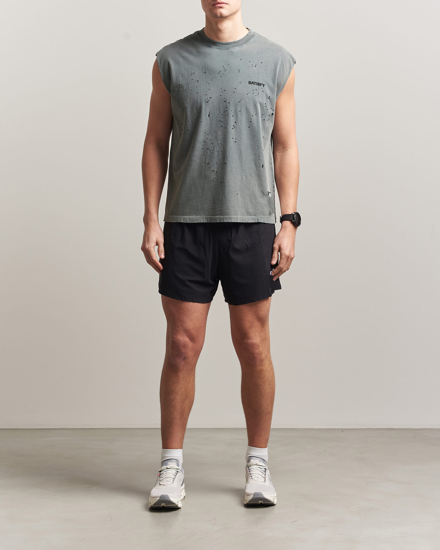 Herren | T-Shirts | Satisfy | MothTech Muscle Tee Faded Black