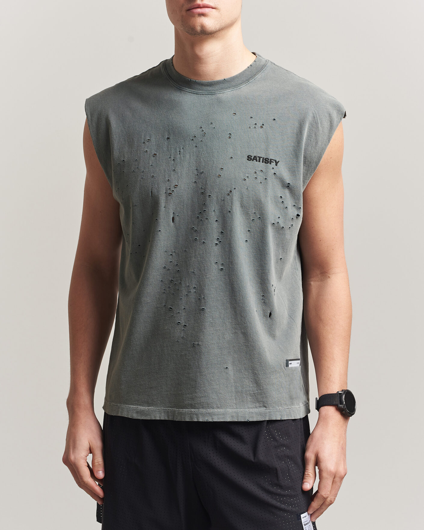 Herren | T-Shirts | Satisfy | MothTech Muscle Tee Faded Black