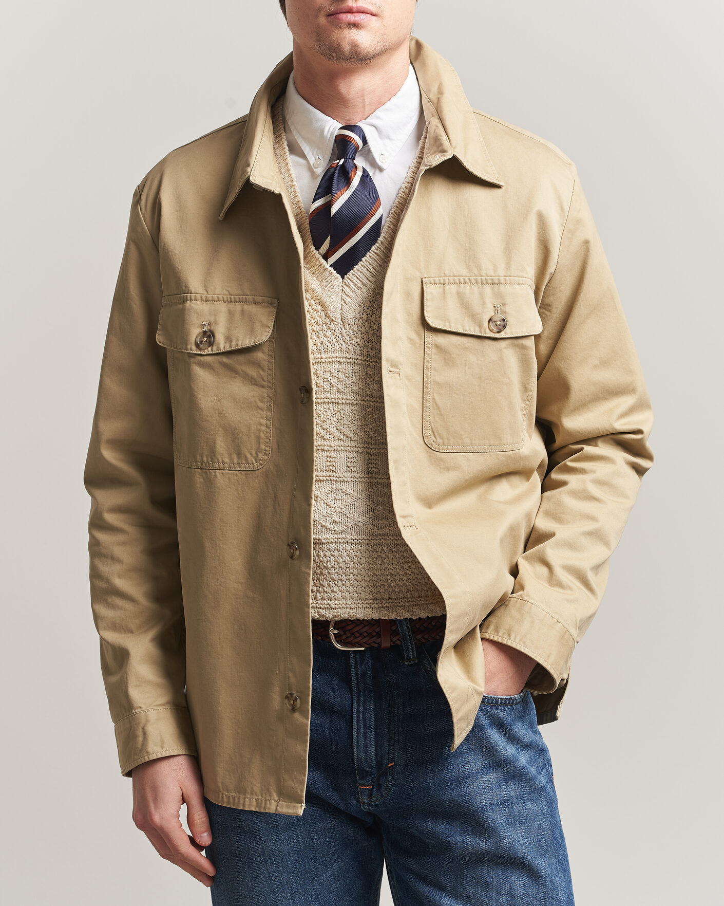 Herren | Hemden | Gant | Regular Fit Cotton Twill Overshirt Woody Beige