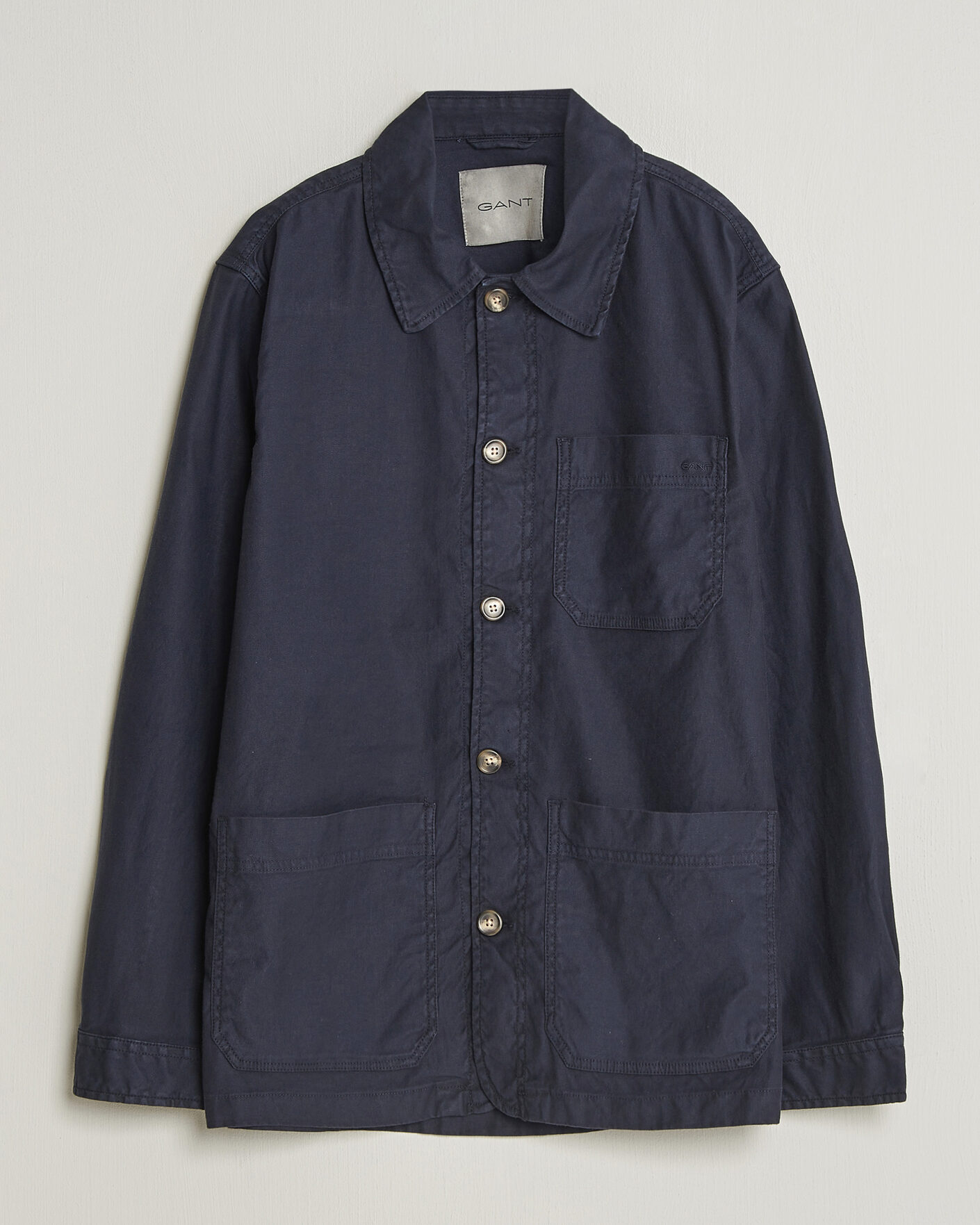 Herren | Hemden | GANT | Regular Fit Cotton/Linen Overshirt Evening Blue