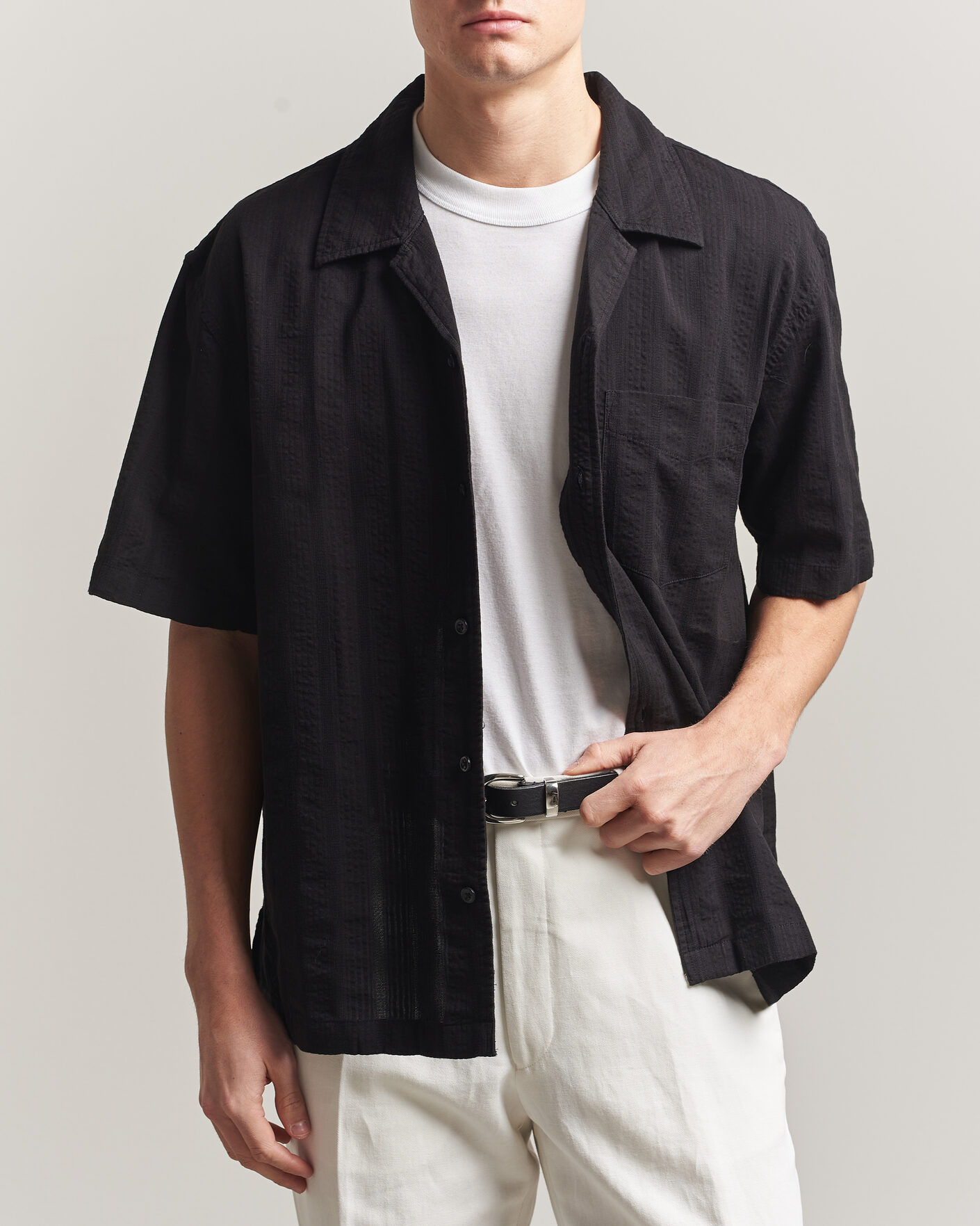 Herren | Hemden | Gant | Relaxed Fit Dobby Striped Camp Shirt Black