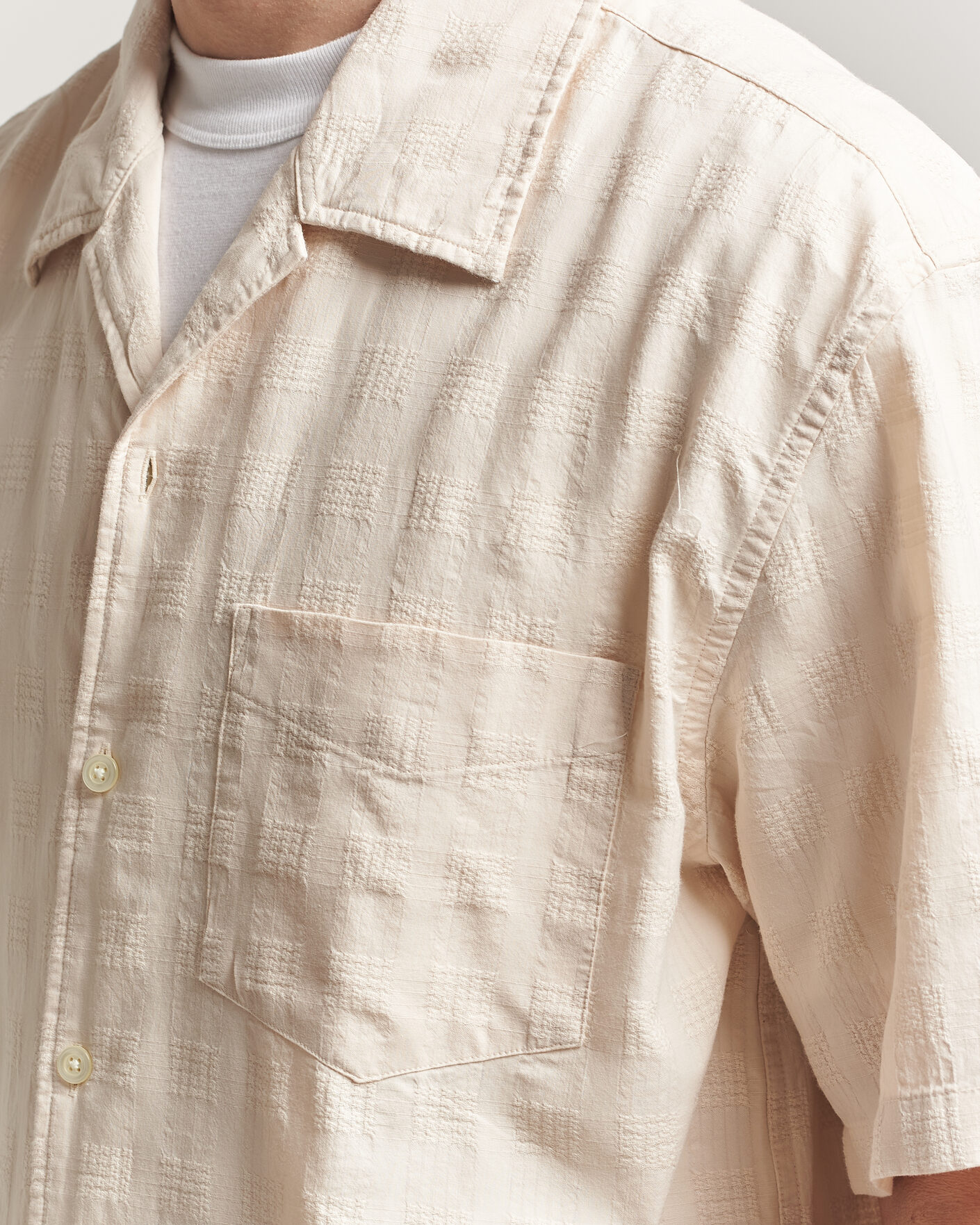 Herren | Hemden | Gant | Relaxed Fit Textured Checked Camp Shirt Creamed White