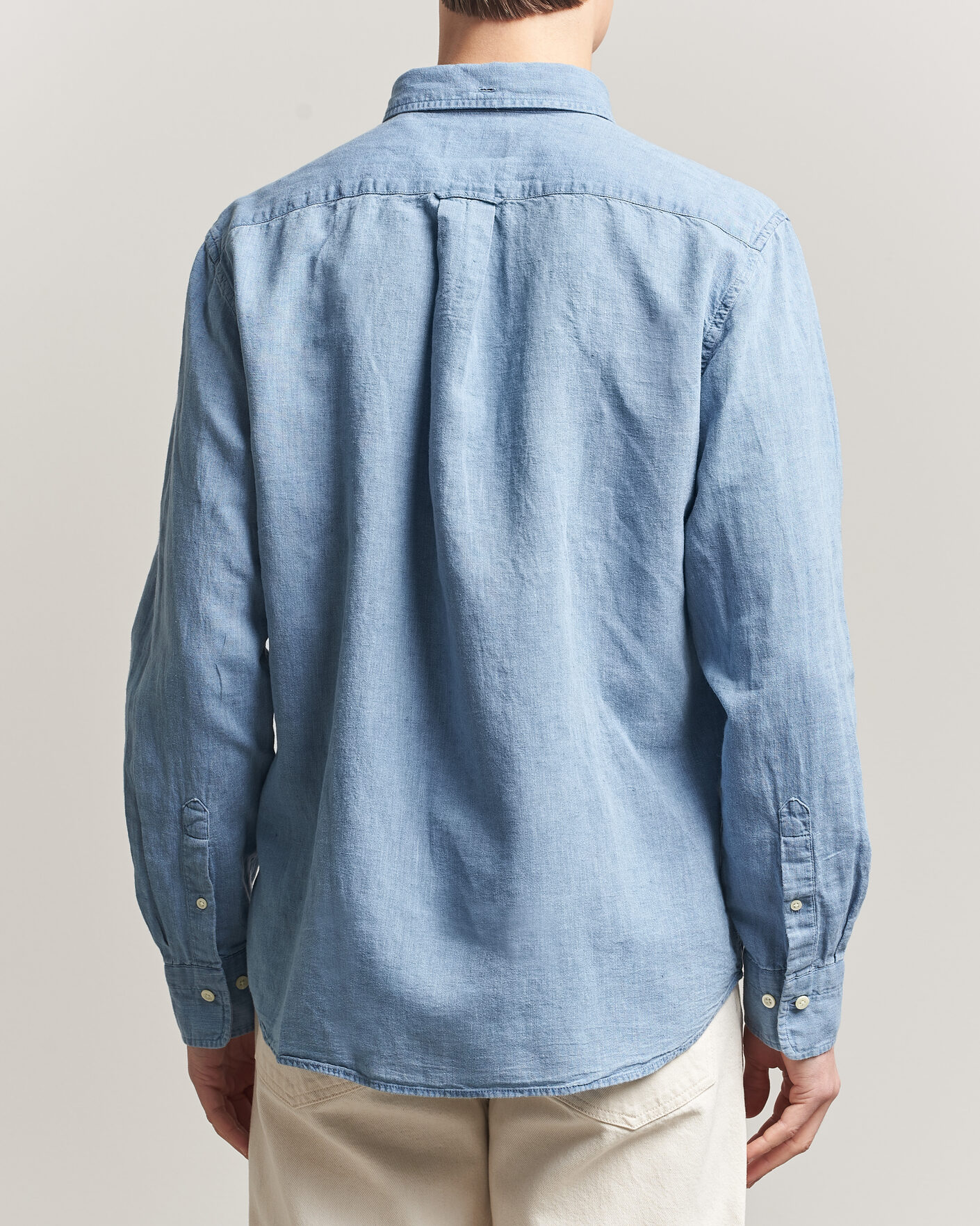 Herren | Hemden | Gant | Regular Fit Cotton Linen Indigo Shirt Semi Light Blue