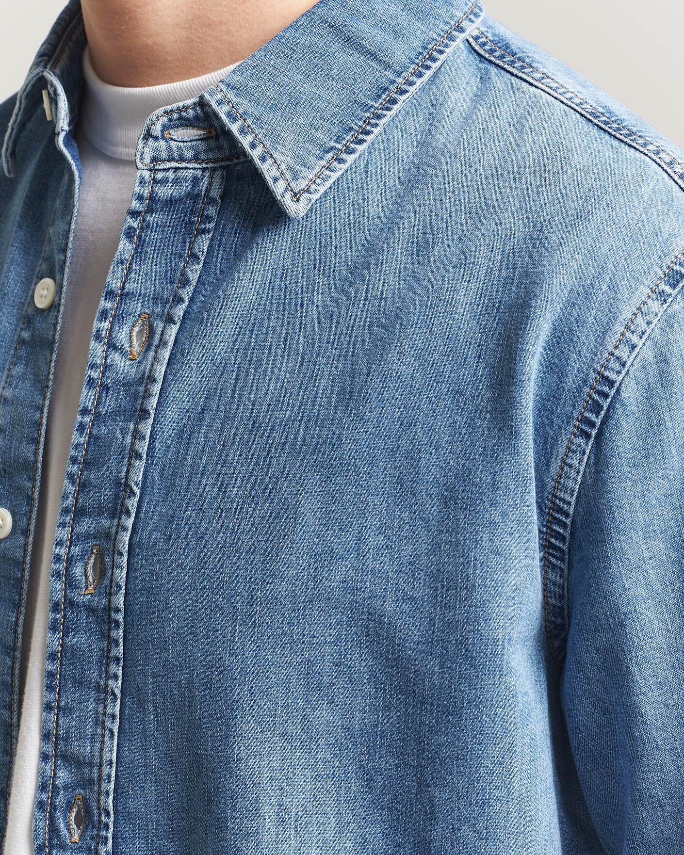Herren | Hemden | Gant | Regular Fit Denim Shirt Semi Light Blue Worn In