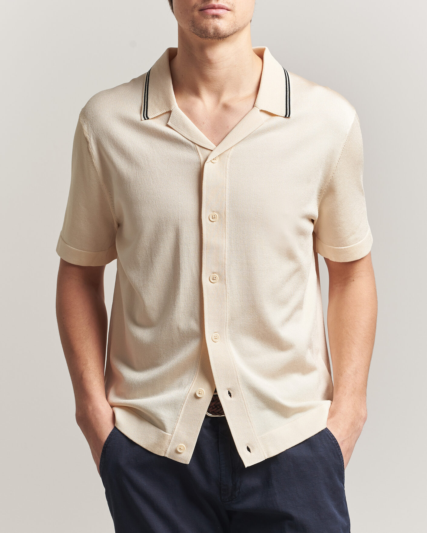 Herren | Hemden | GANT | Knitted Resort Collar Shirt Creamed White