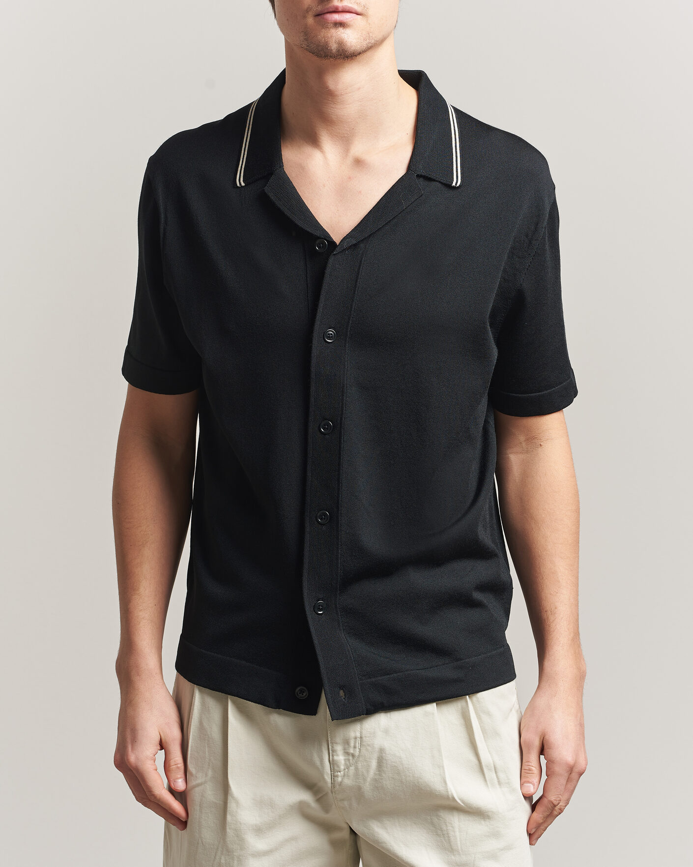 Herren | Hemden | GANT | Knitted Resort Collar Shirt Black
