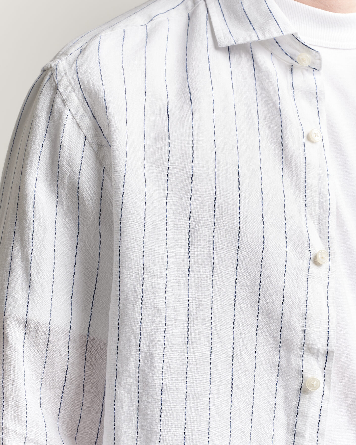 Herren | Hemden | Gant | Regular Fit Linen Striped Shirt White