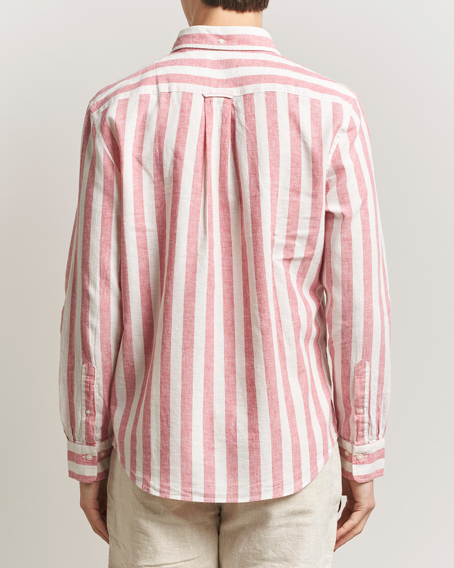 Herren | Hemden | GANT | Regular Fit Linen/Cotton Striped Shirt Rose Pink