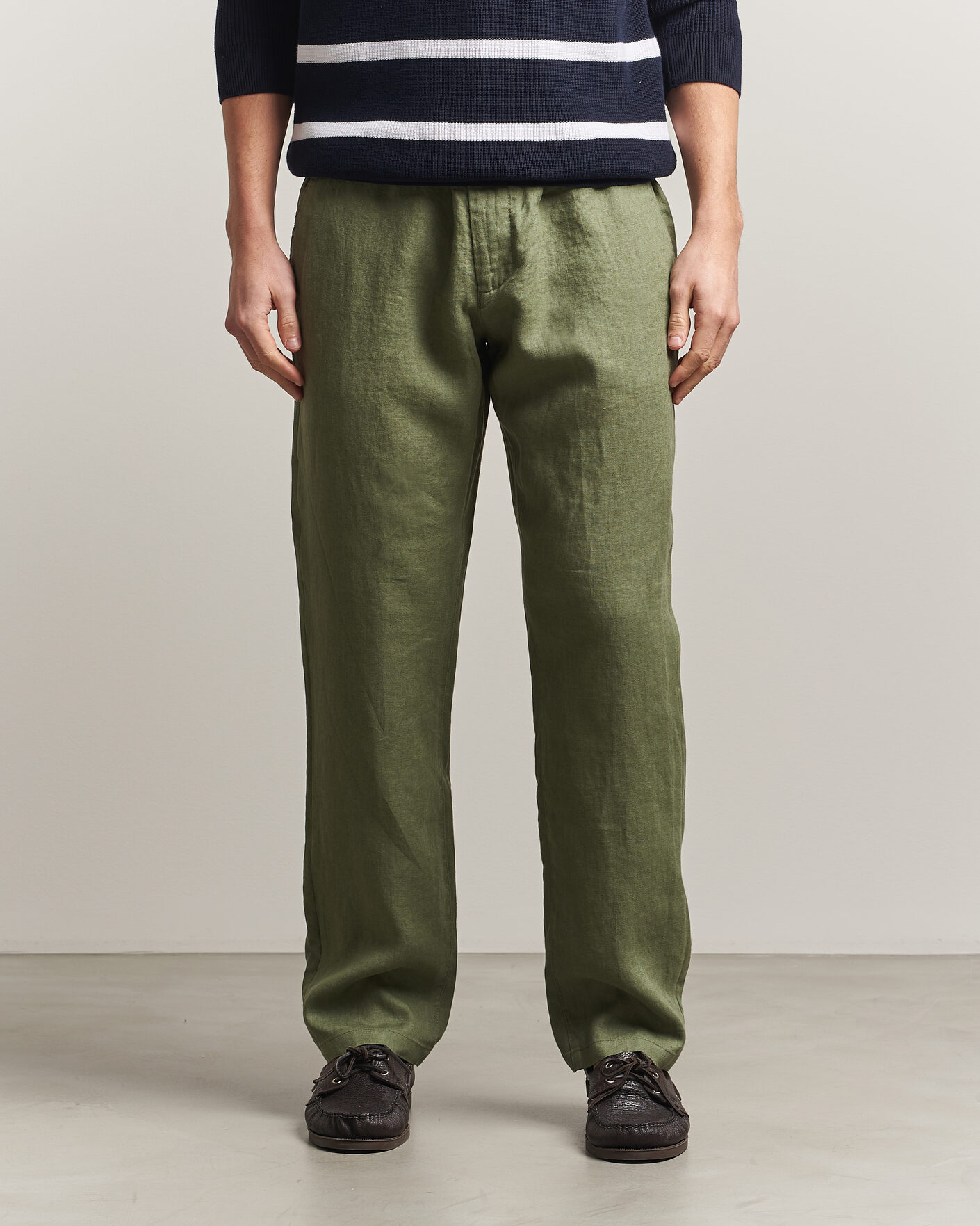 Herren | Hosen | Gant | Regular Fit Linen Drawstring Pants Dry Herb Green