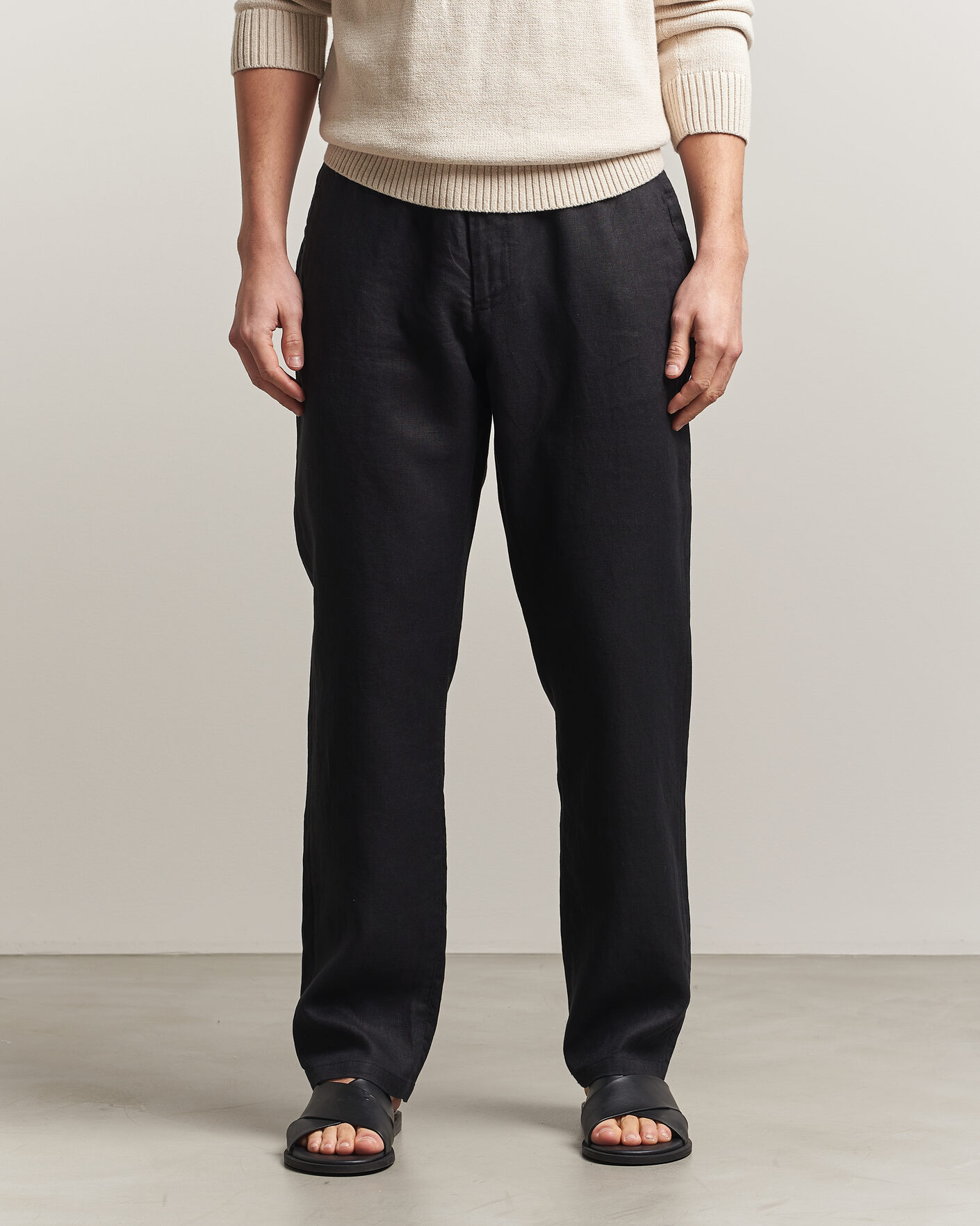 Herren | Hosen | GANT | Regular Fit Linen Drawstring Pants Black
