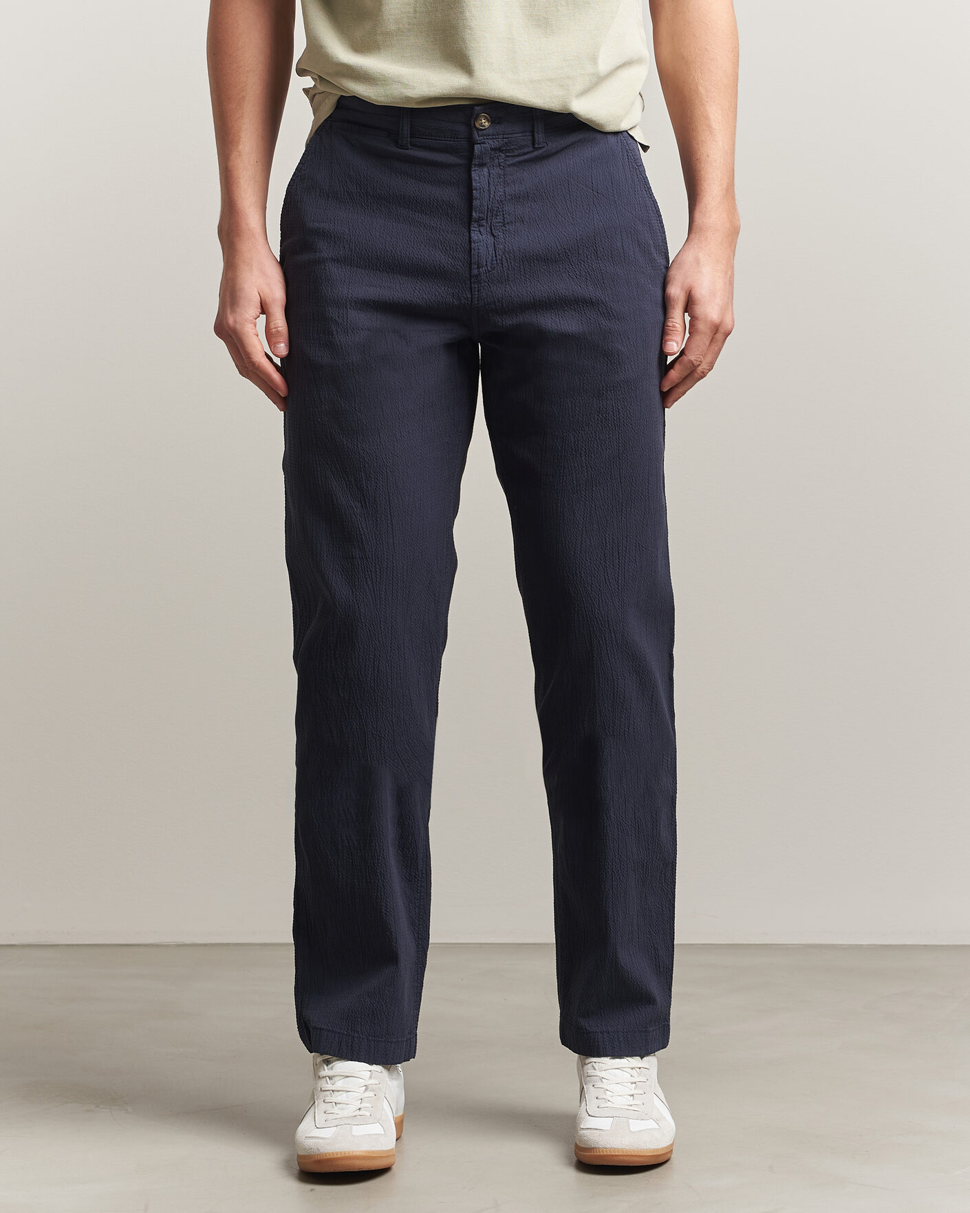 Herren | Hosen | Gant | Regular Fit Garment Dyed Seersucker Pants Evening Blue