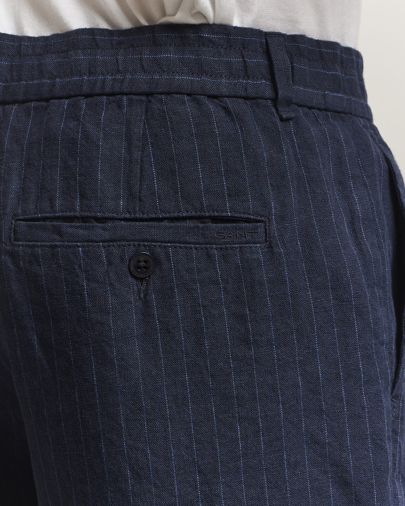 Herren | Hosen | Gant | Regular Fit Stiped Linen Drawstring Pants Evening Blue