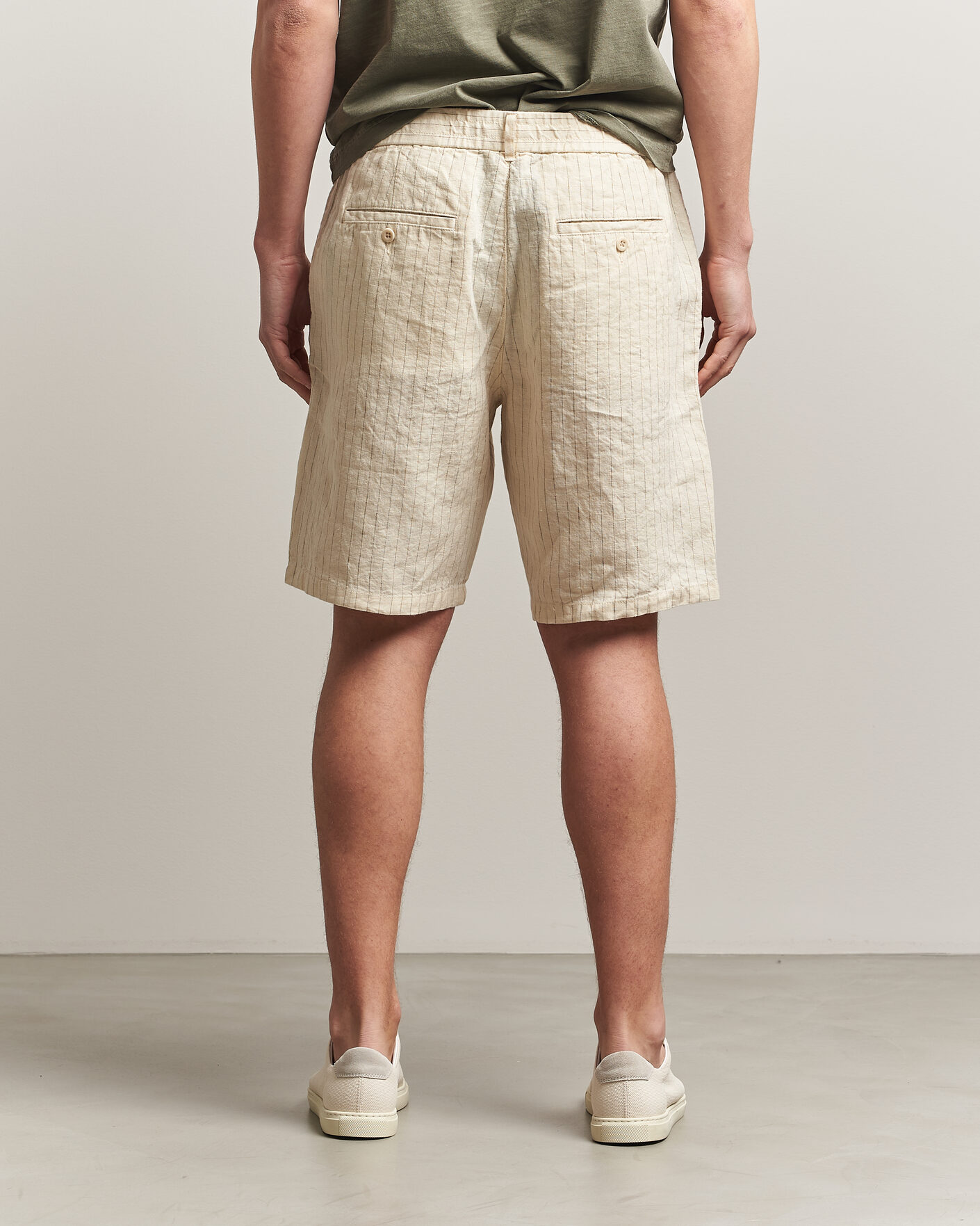 Herren | Shorts | Gant | Regular Fit Striped Linen Drawstring Shorts Faded Beige